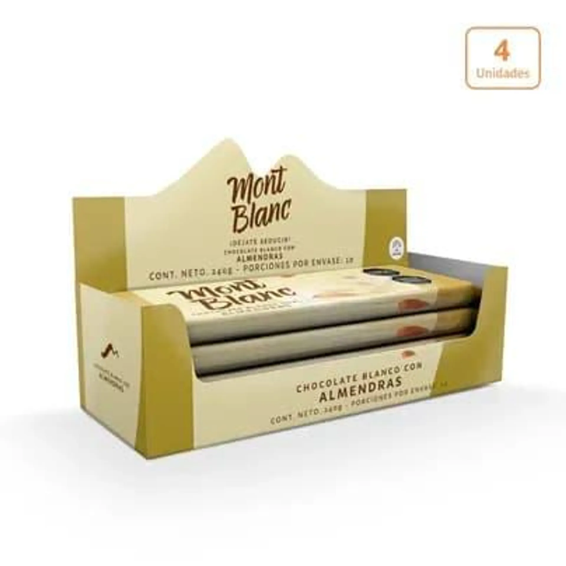 Chocolatina Montblanc Chocolate blanco almendra x 4 unds x 60g c/u