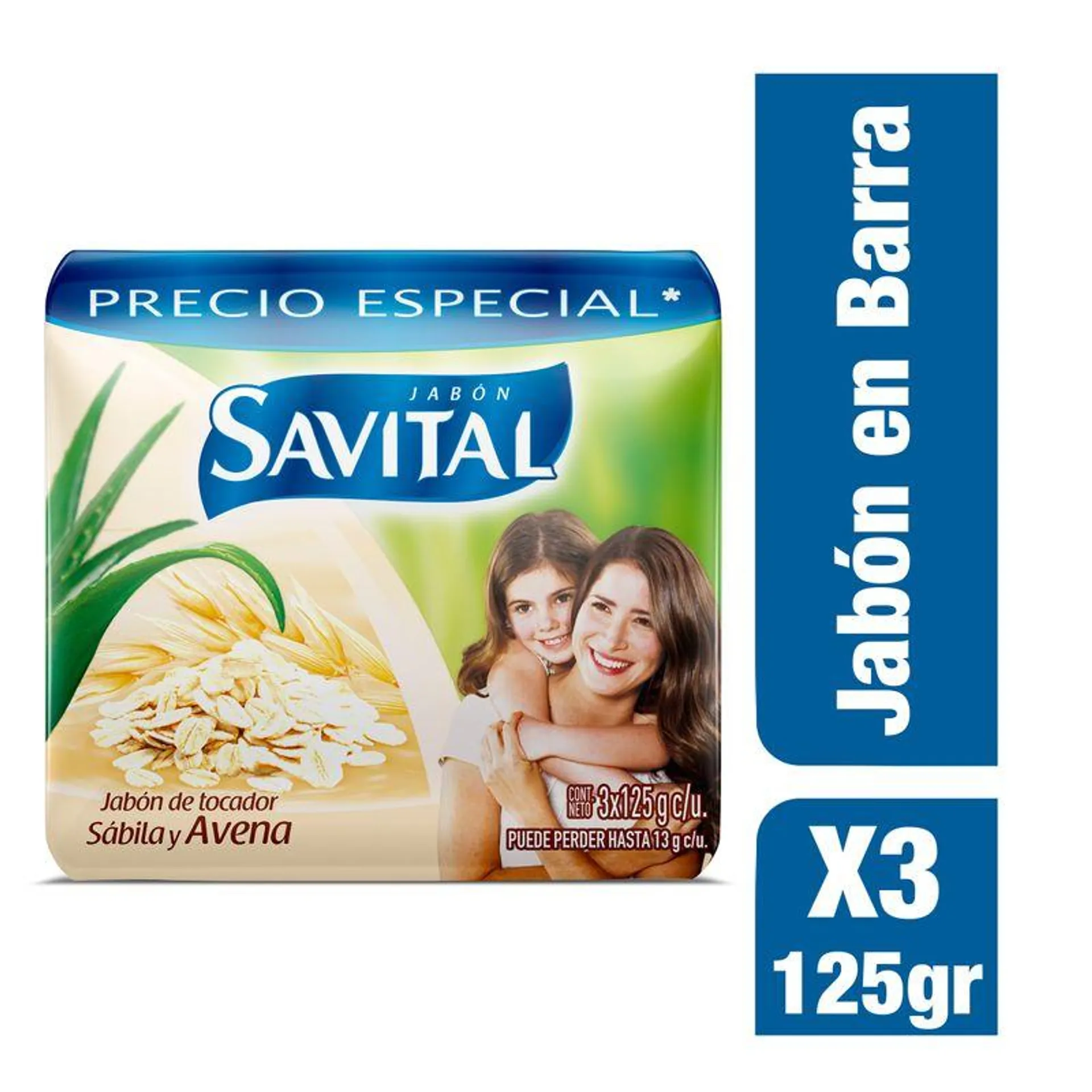 Jabon Barra Savital Avena X 125 Gr Tripack