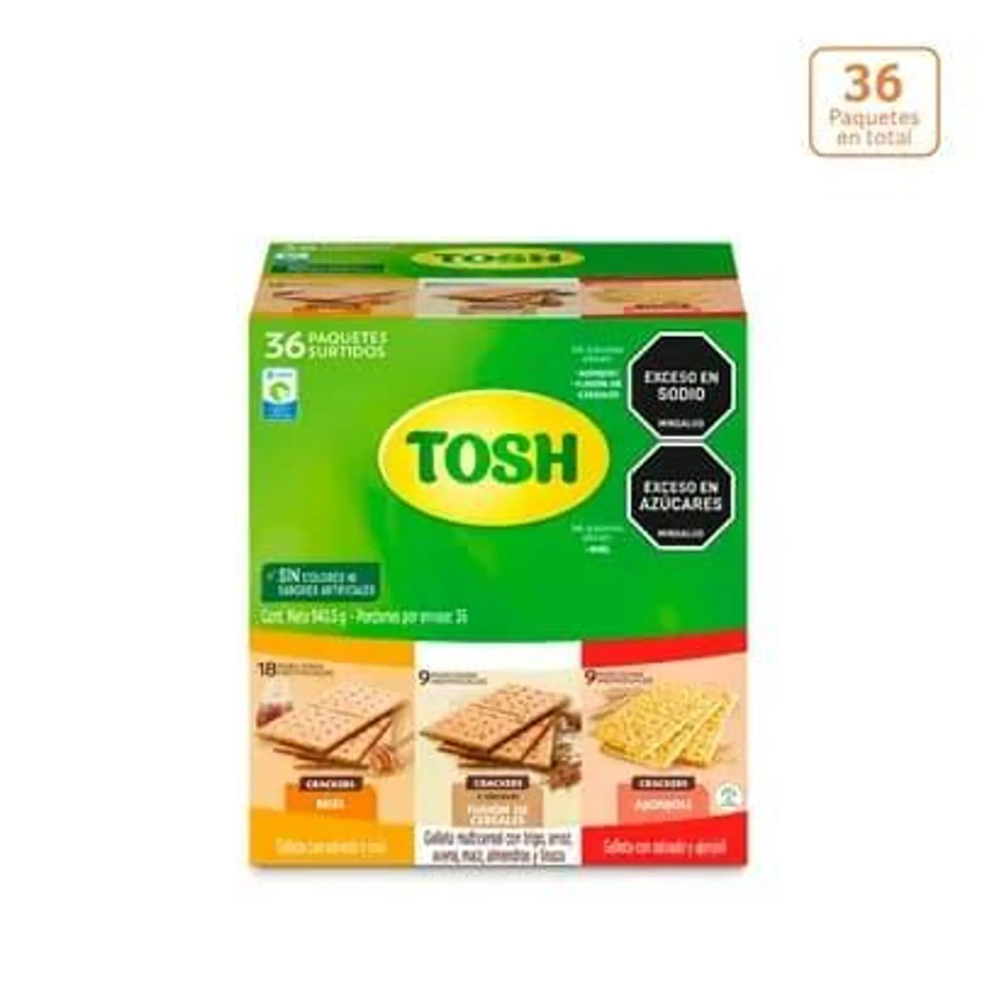 Galletas Tosh Crackers Surtidas x 36 unds x 940.5g