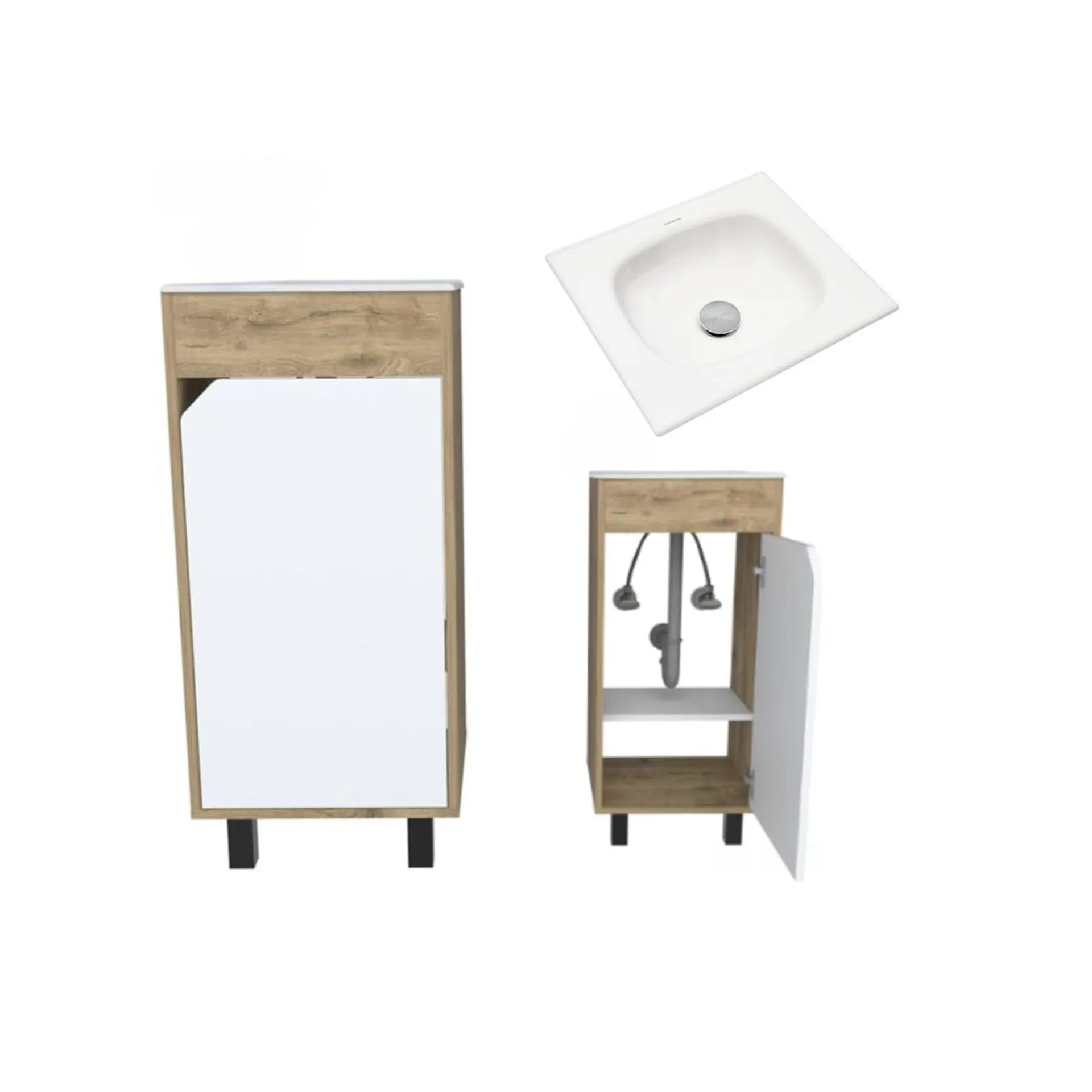 Mueble Aluvia A Piso 40 Macadamia/Blanco Con Lavamanos