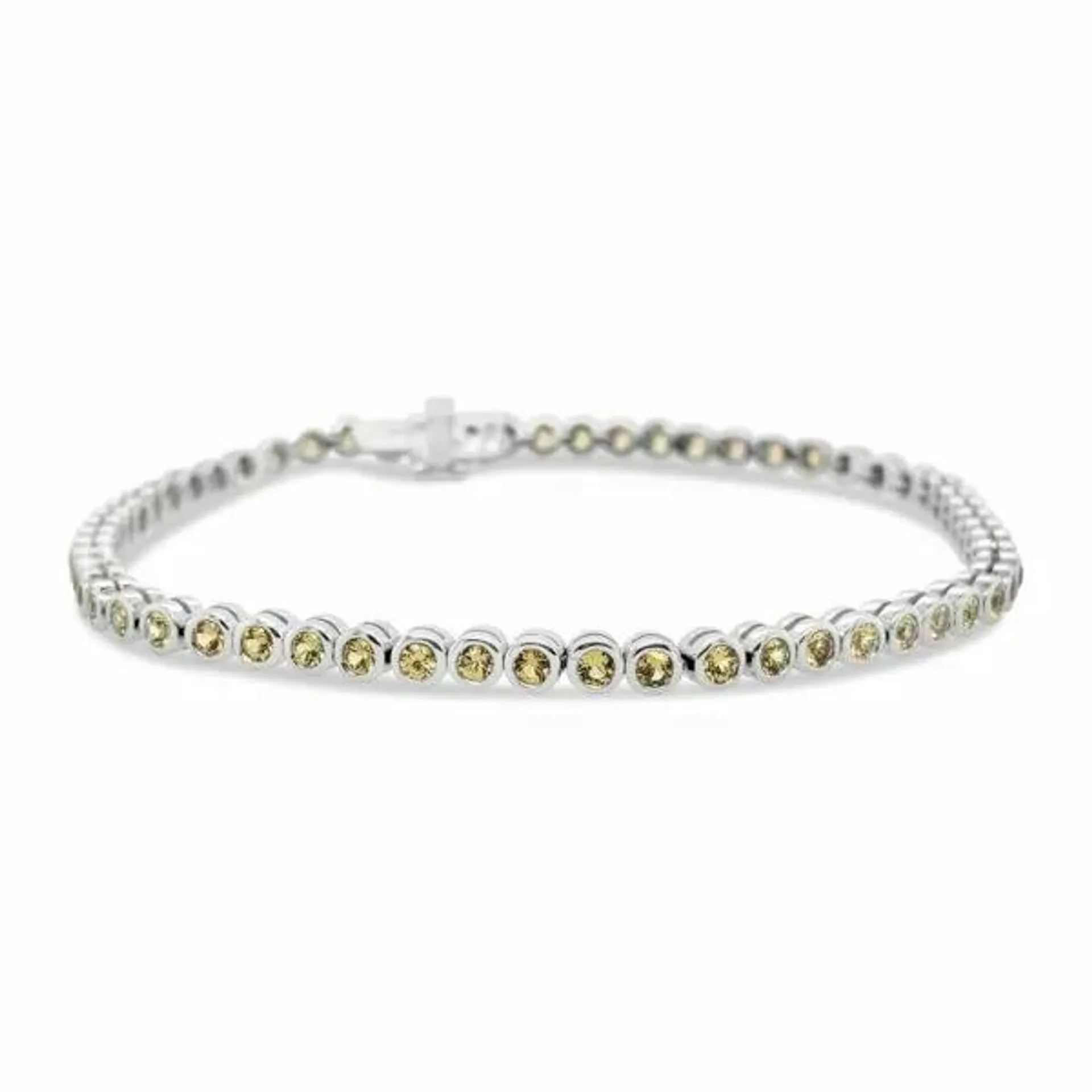 Pulsera sinfín zafiros amarillos – oro blanco