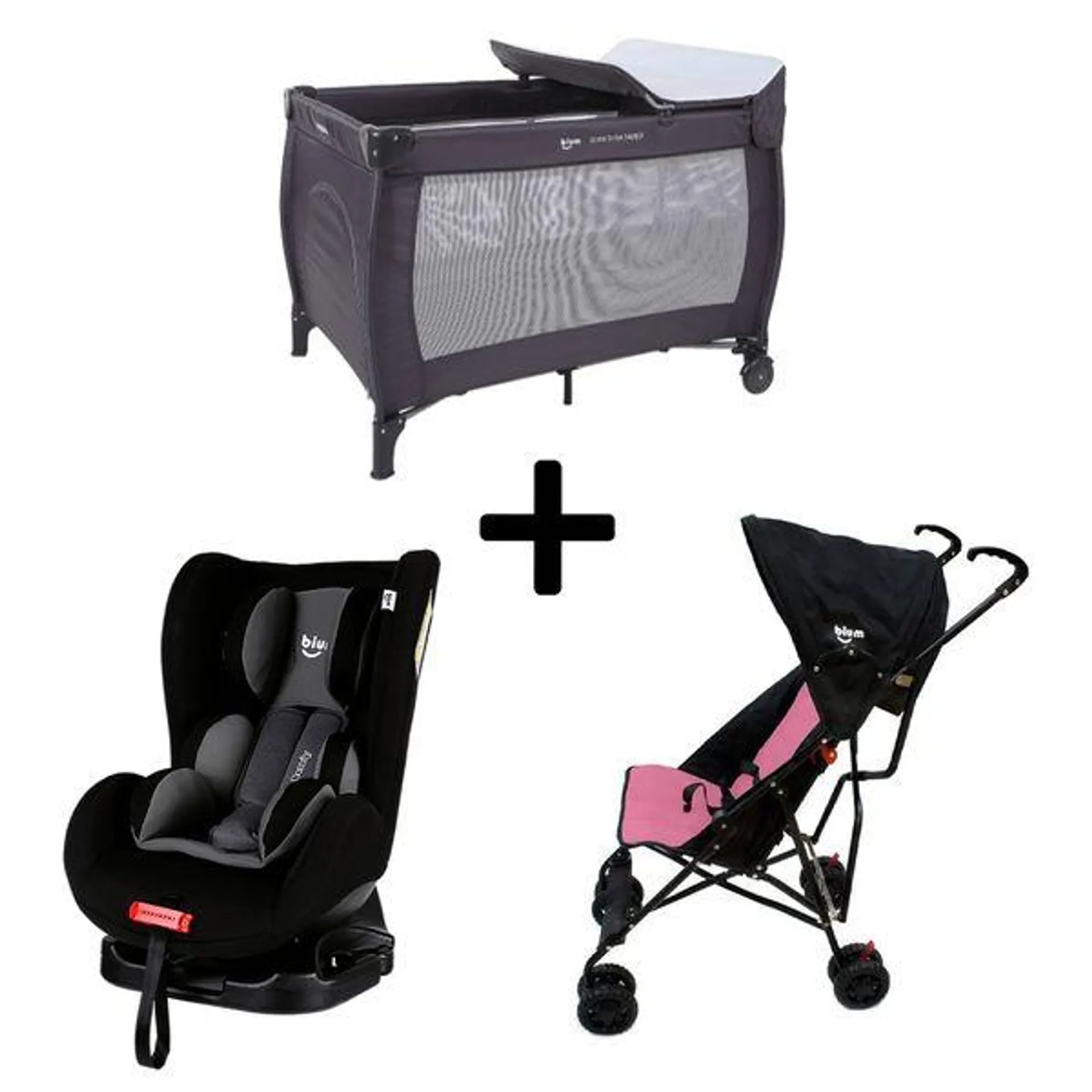 Combo Coche Paseador, Corral para Bebé y Silla para Carro Jolly - Bium