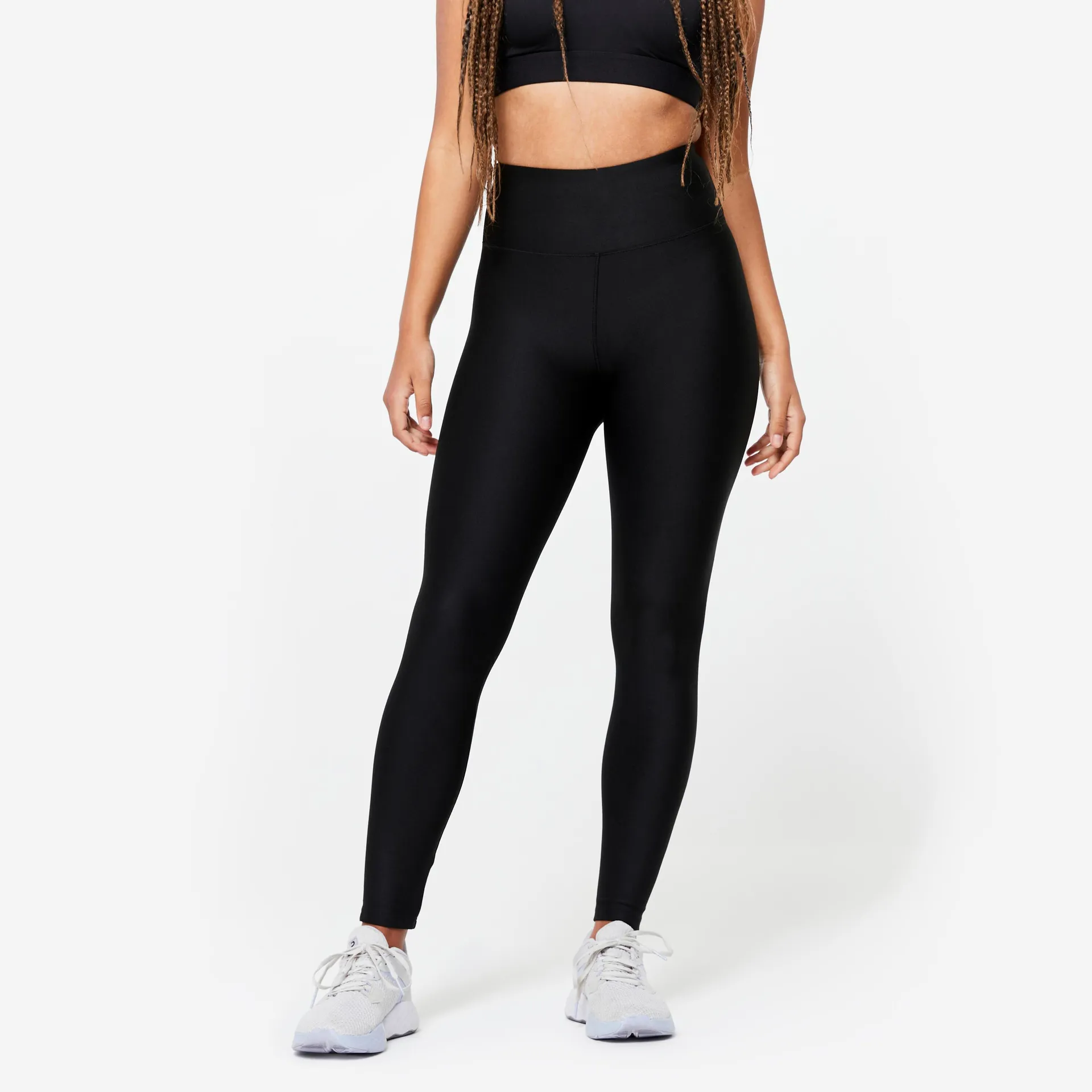 Leggings de fitness de talle alto para Mujer Domyos 100 negro