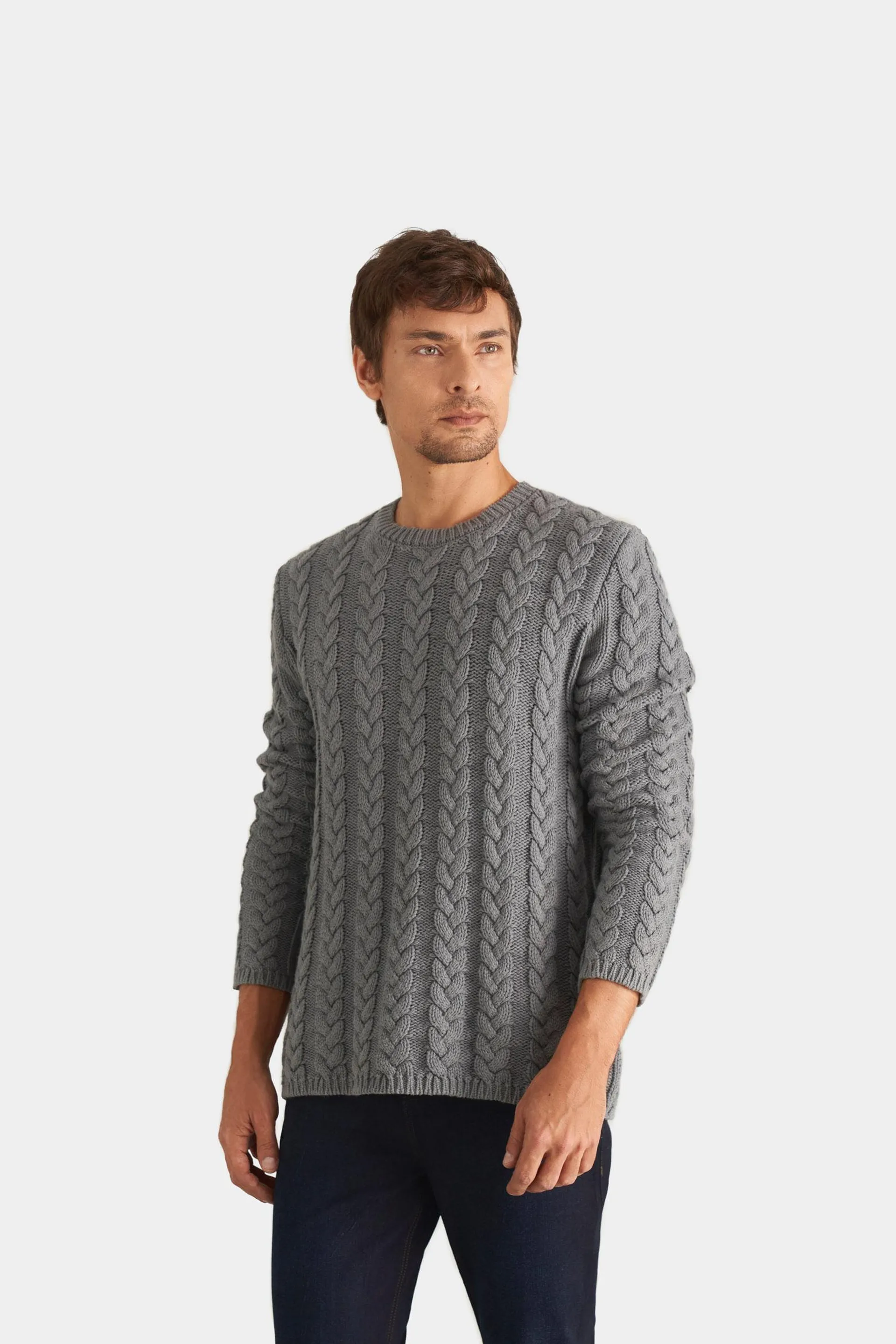 Sweater capri tejido en algodón para hombre textura trenzada