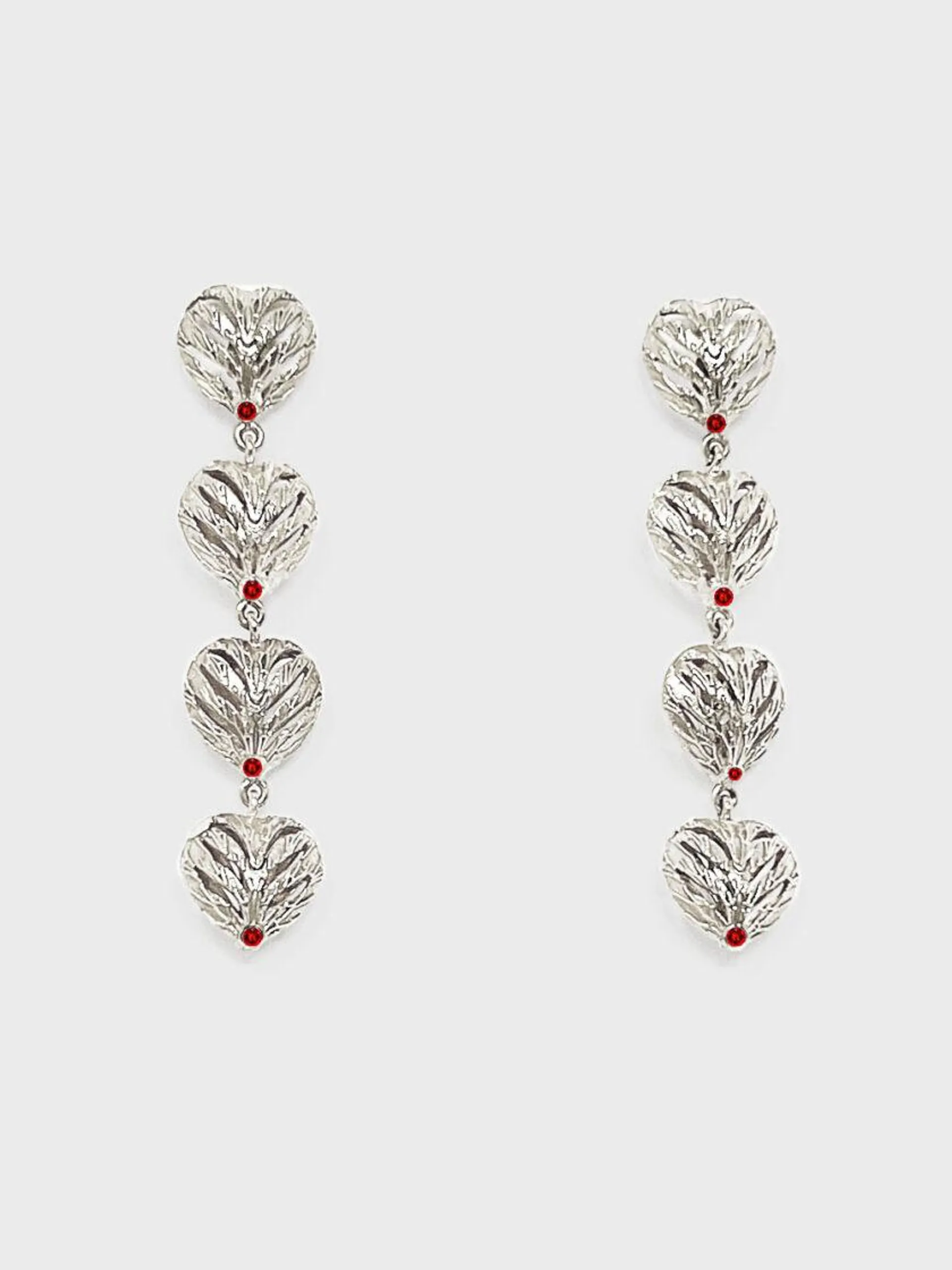 Aretes long corazon plata