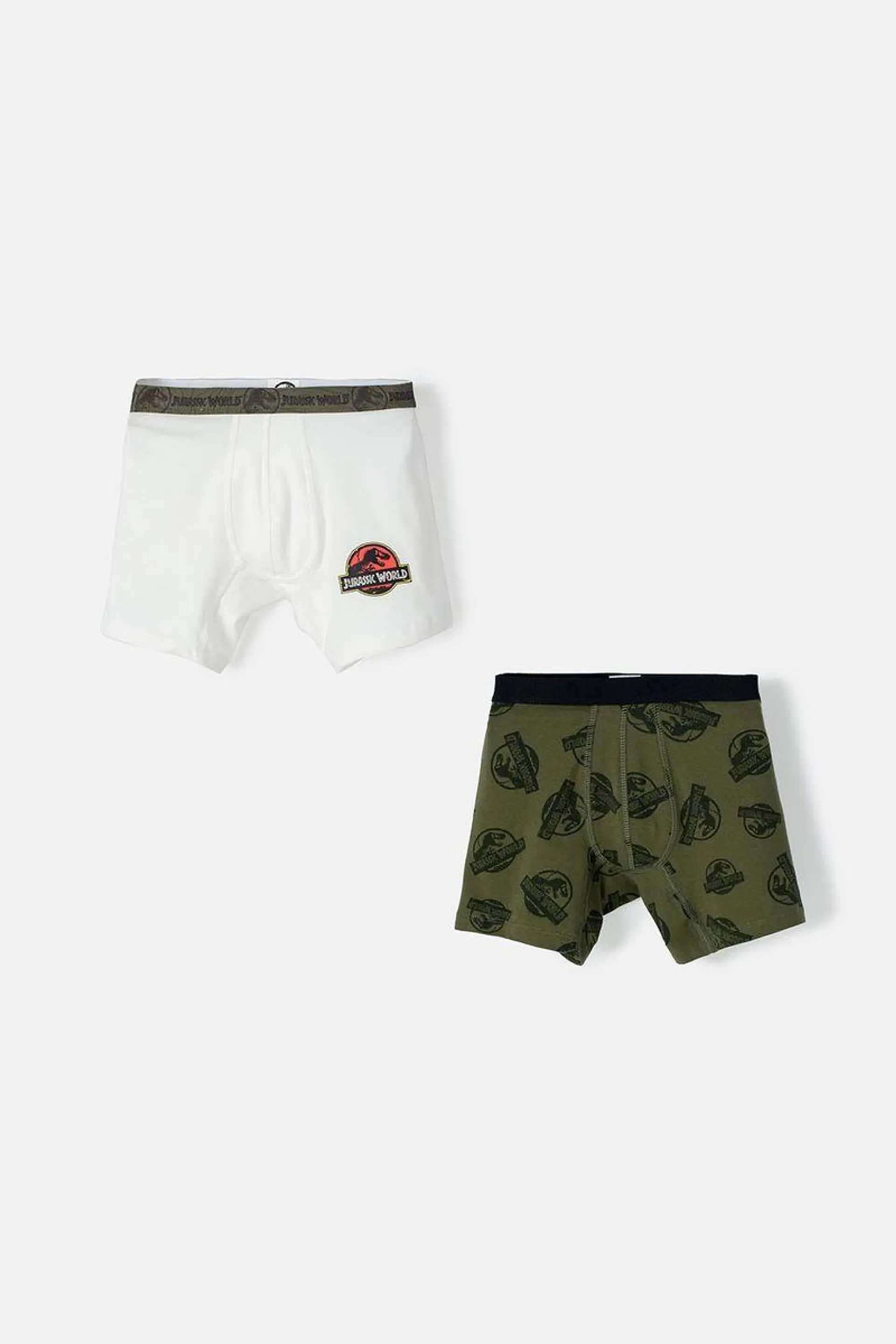 Boxer X2 Jurassic World marfil y verde con elástico para niño