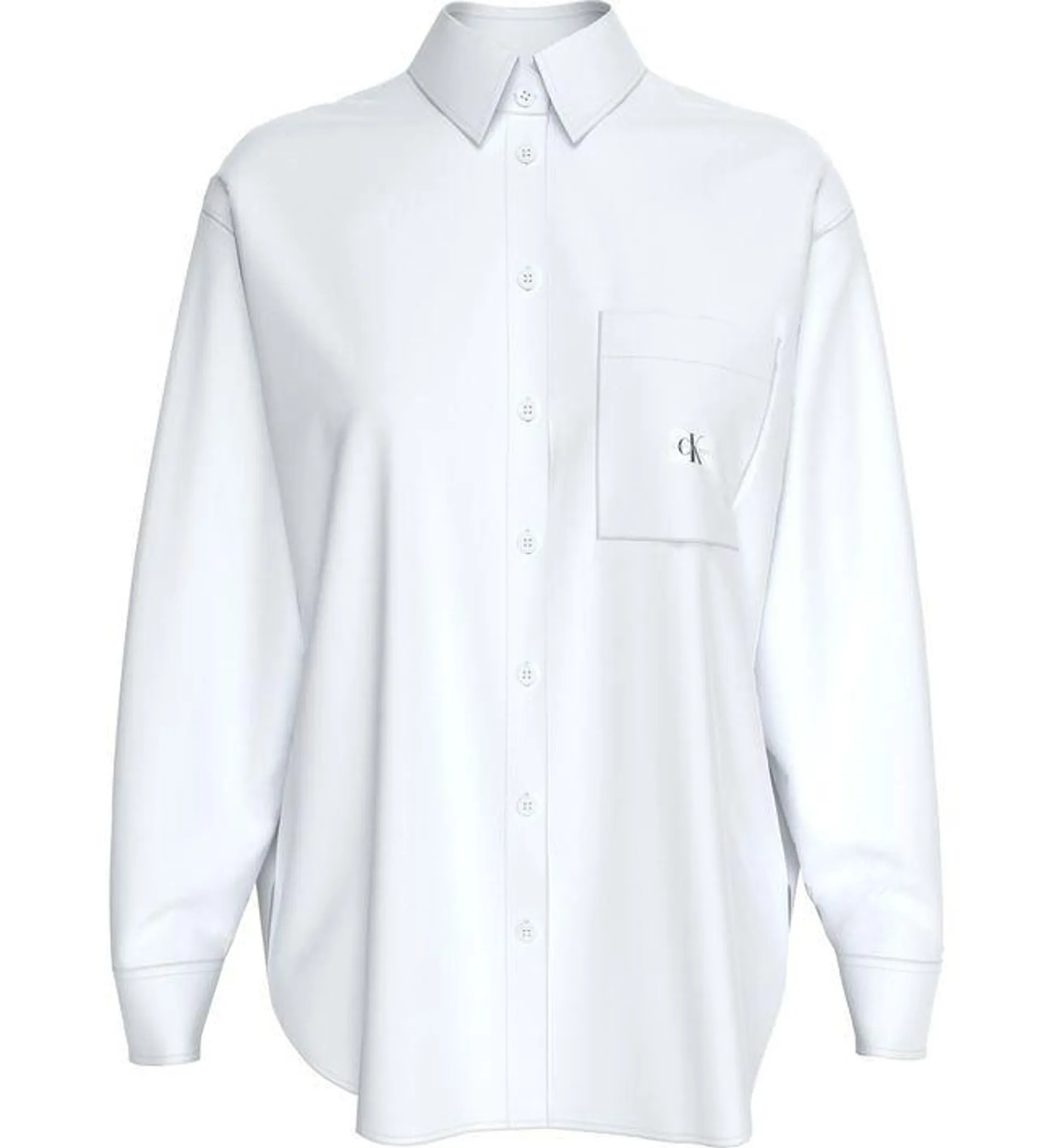 Camisa blanca relaxed con bolsillo