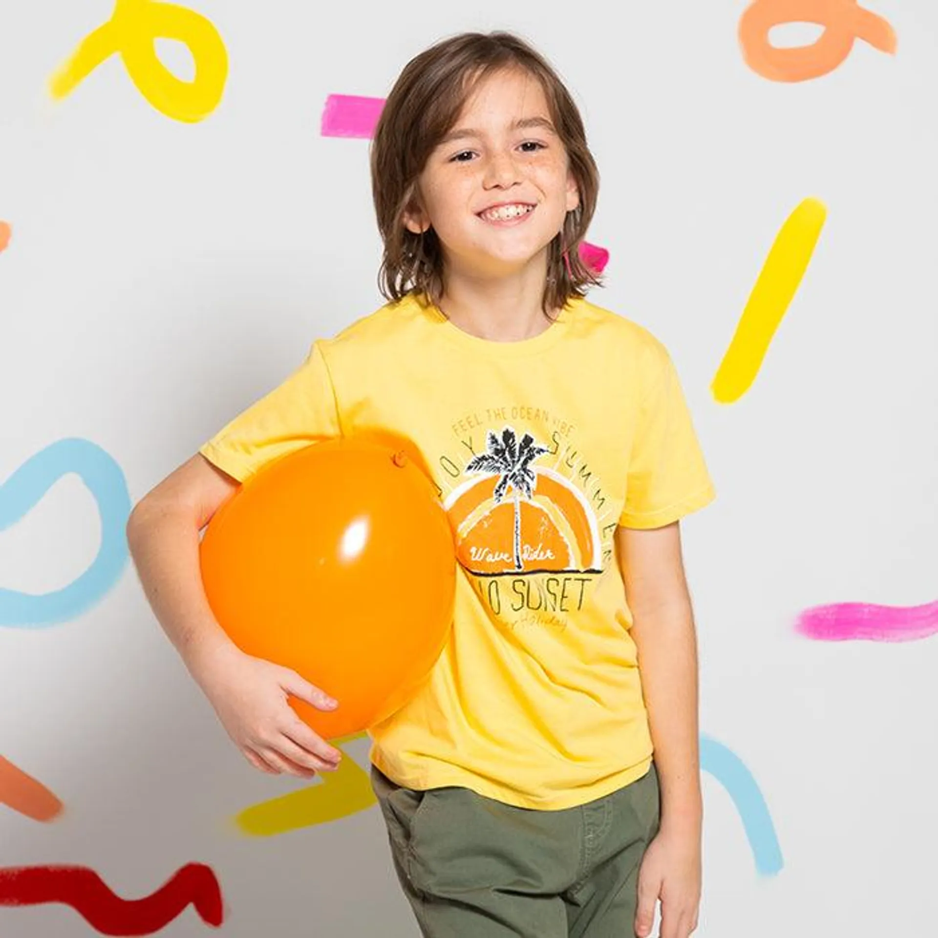 Camiseta manga corta Marcos amarilla para niño