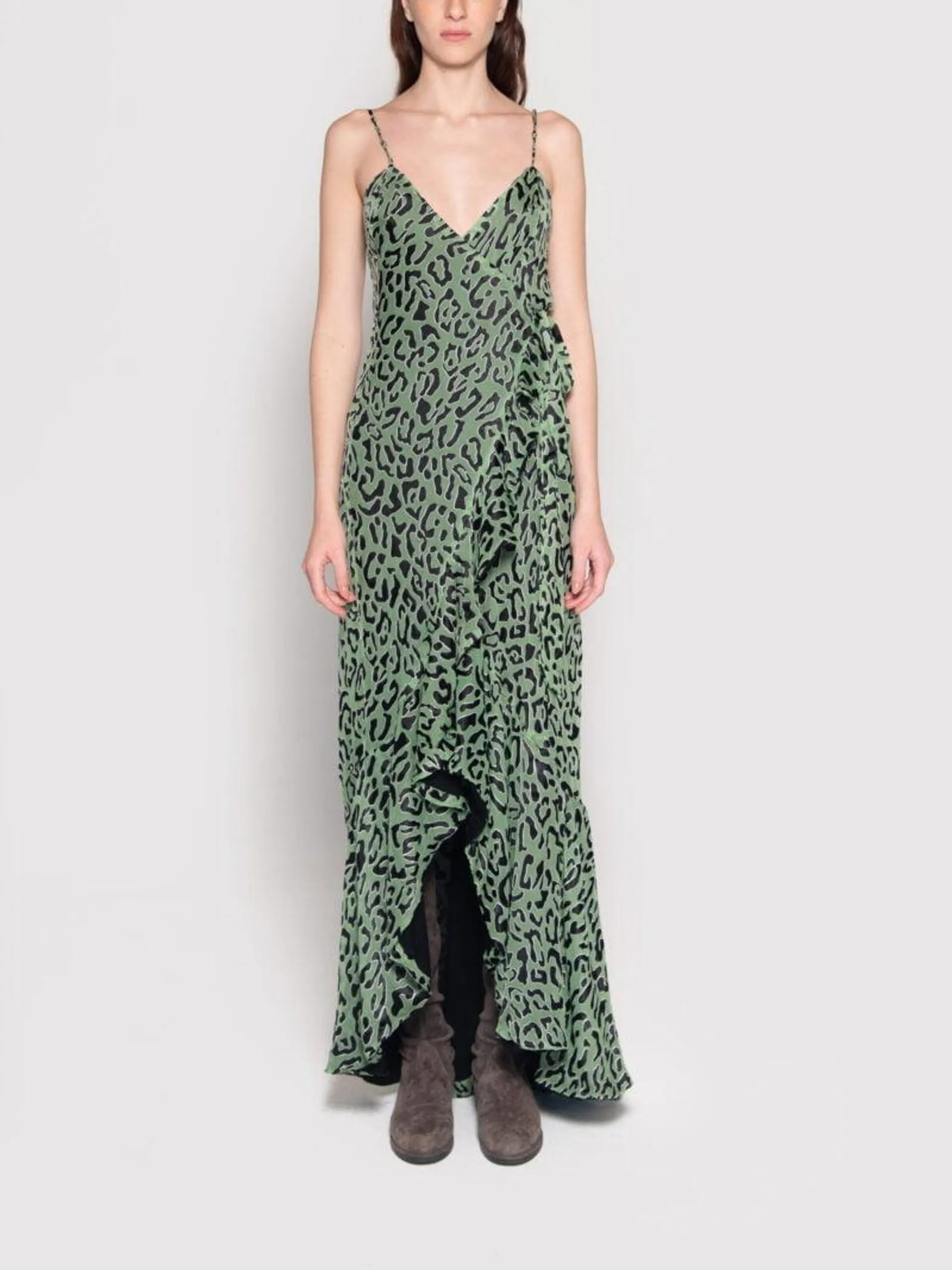 TIERRA DRESS GREEN LEOPARD