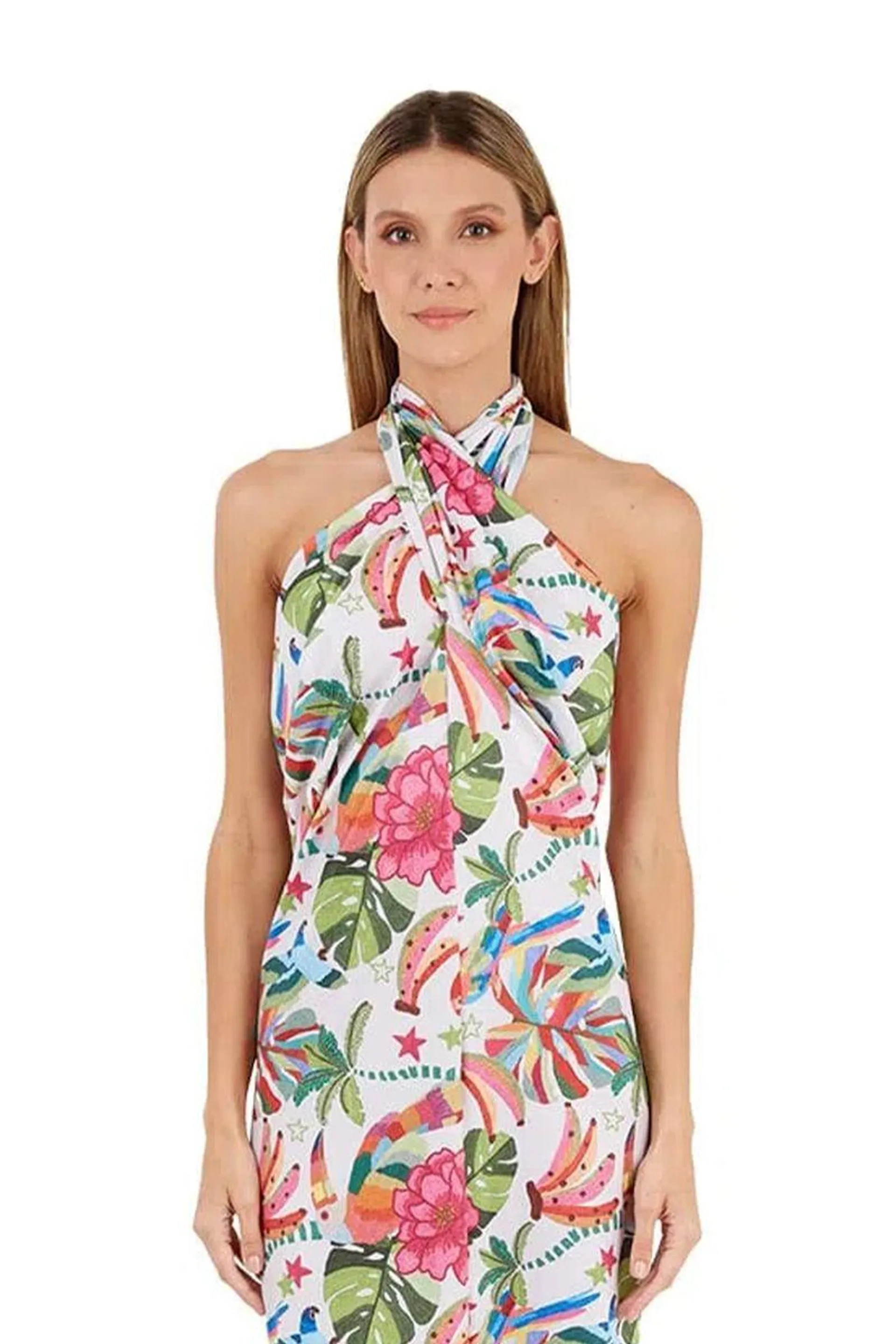 Vestido Largo Estampado Marfil para mujer Tropico