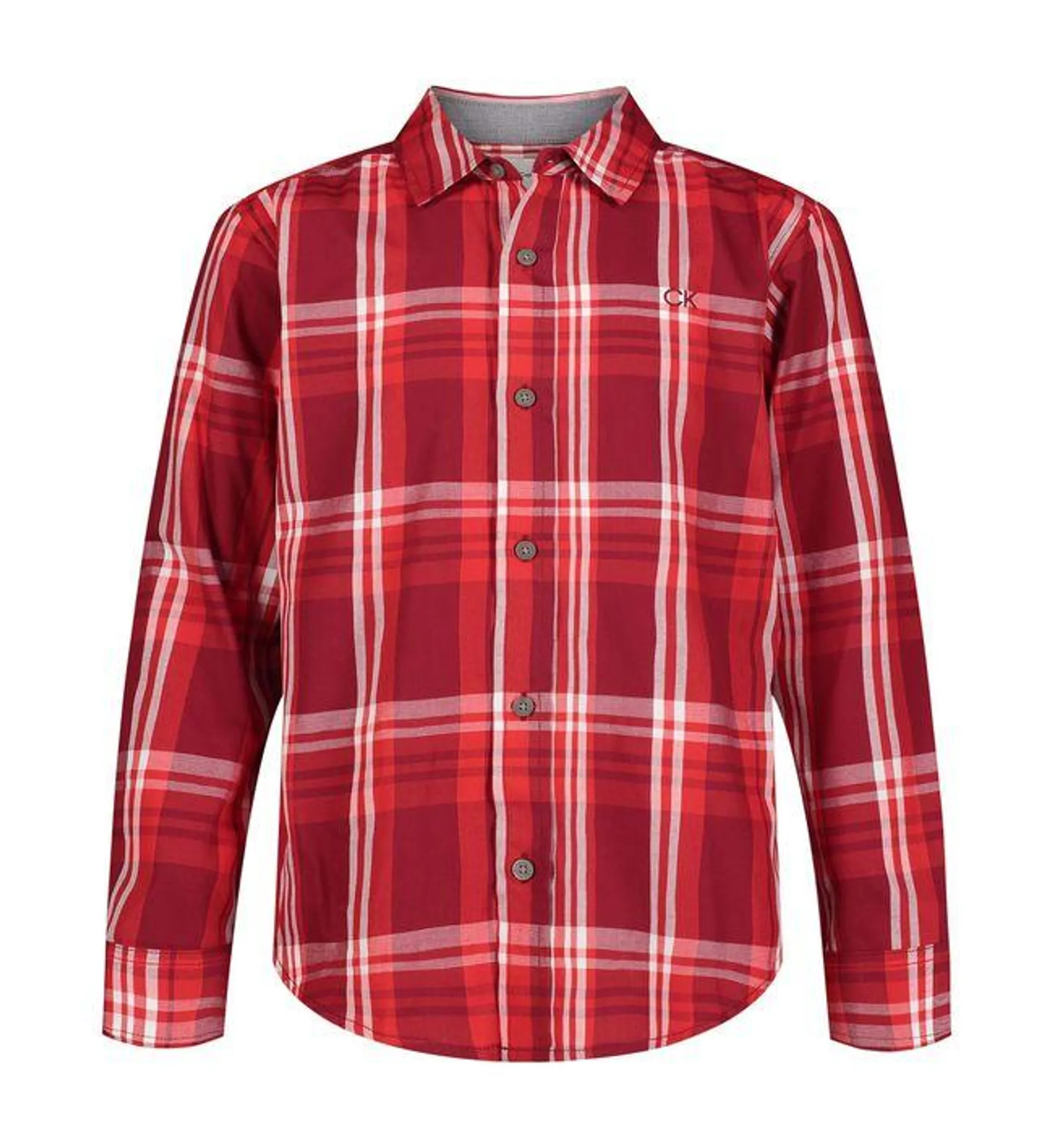 Camisa Rojo Con Estampado De Cuadros Para Niño