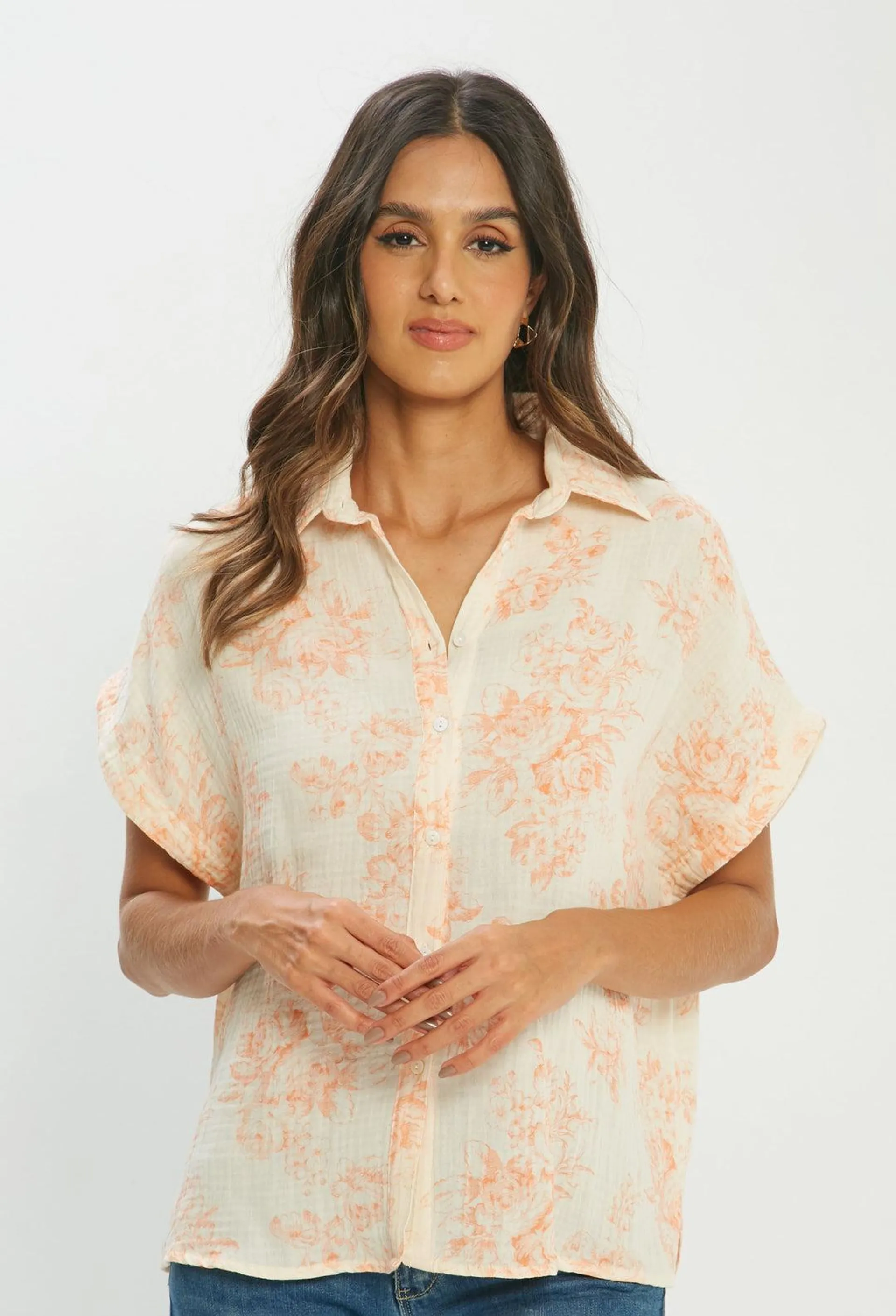 Camisa Estampada Flores Mujer - SALE