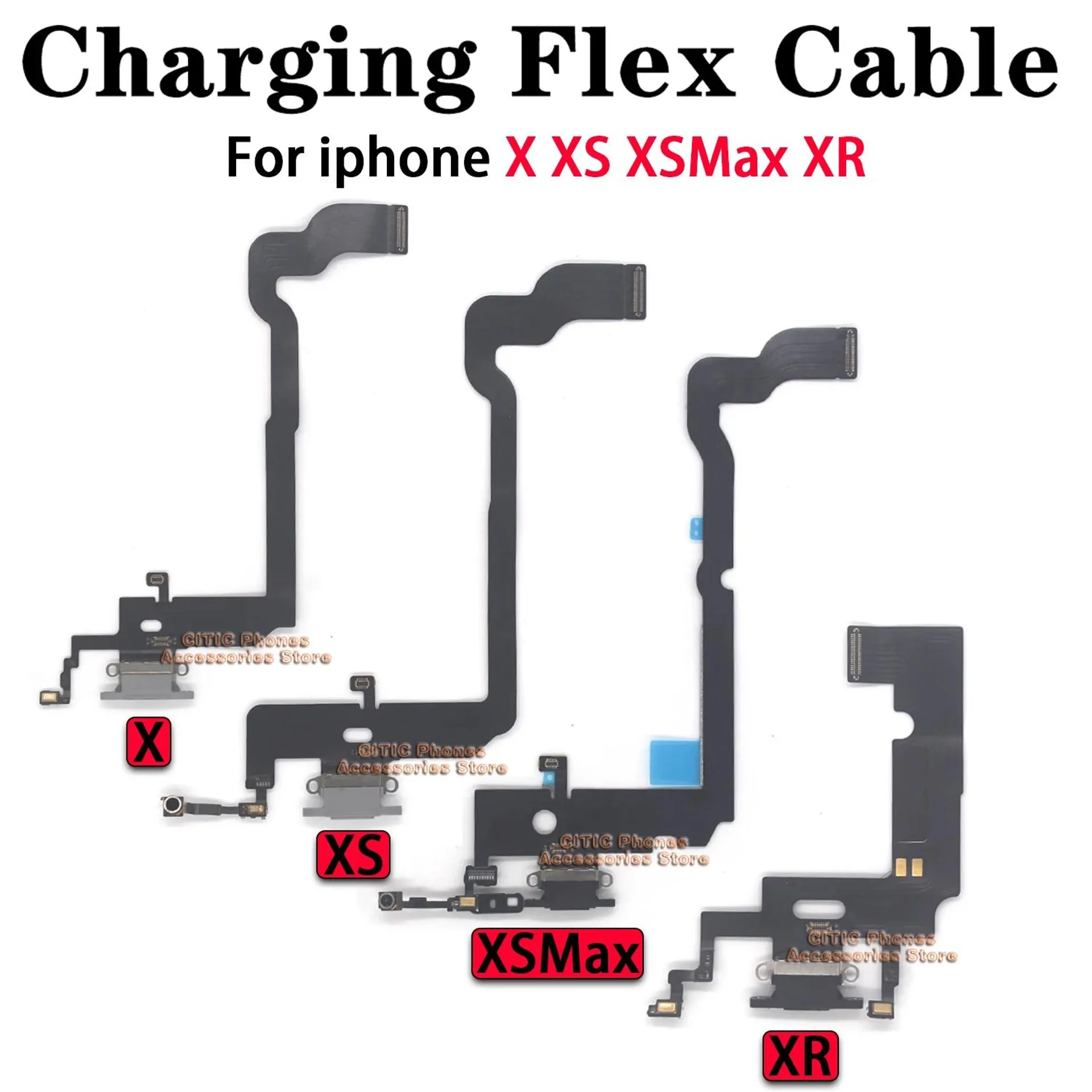 1Pcs USB Charging Port Flex Cable For iPhone X XS MAX XR 11 12 13 mini 14 Plus 15 Pro Max Dock Charger Connector With Microphone