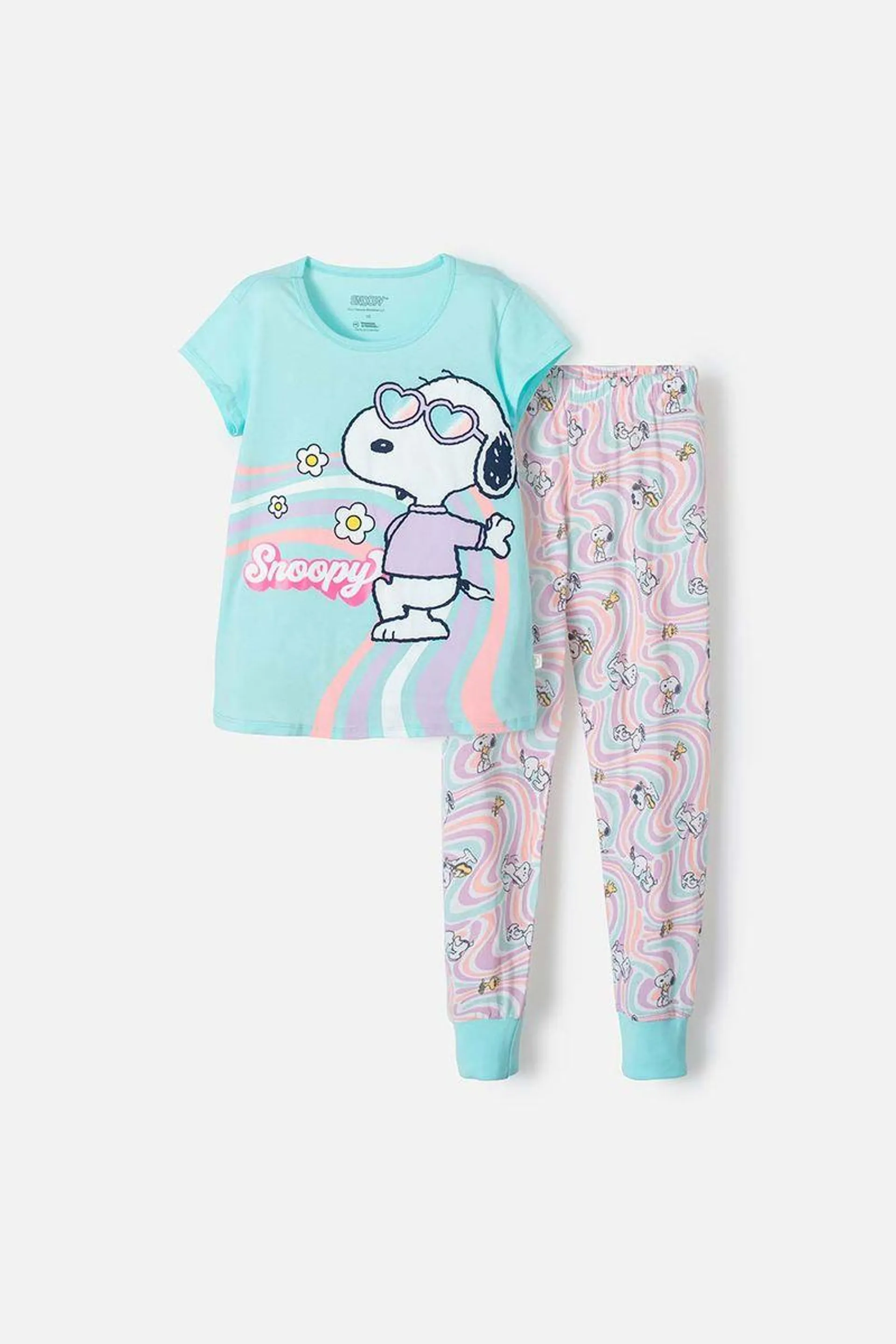 Pijama de Snoopy, pantalón largo multicolor para niña