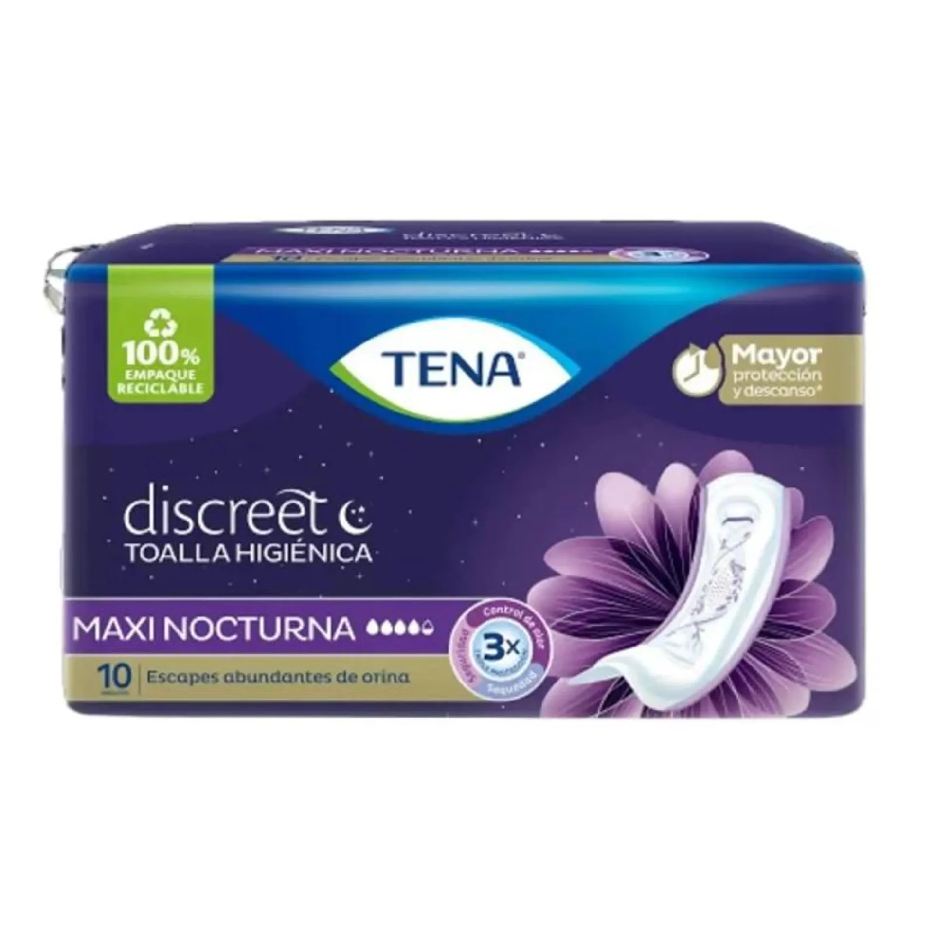 Toalla Higiénica Tena Discreet Maxi Nocturna x 10 und