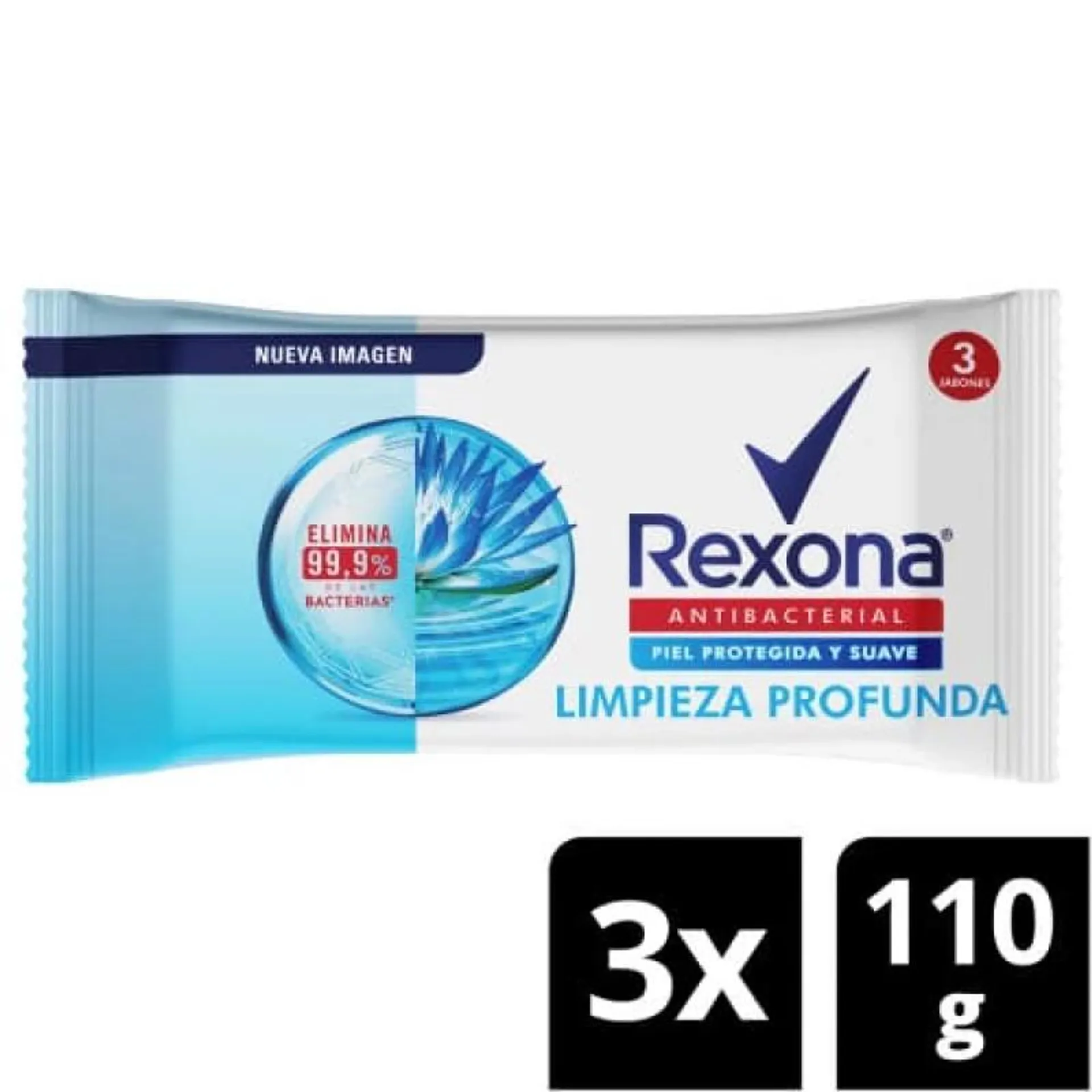 Jabon Rexona Antibacterial Limpieza x 3 und x 330 g