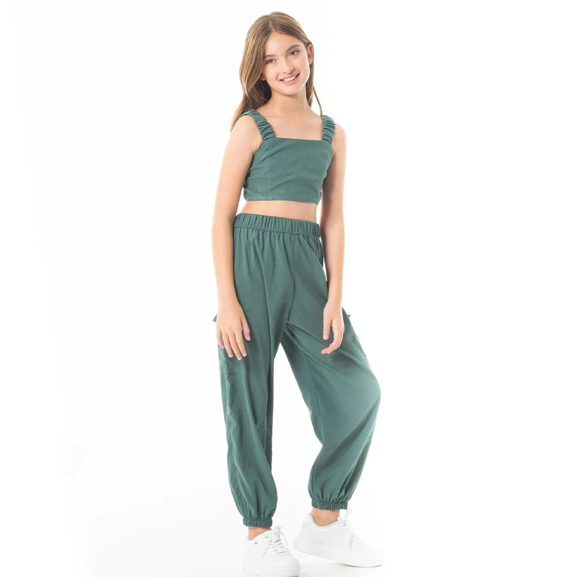 CROP TOP AND CARGO PANTS SET FOR GIRLS