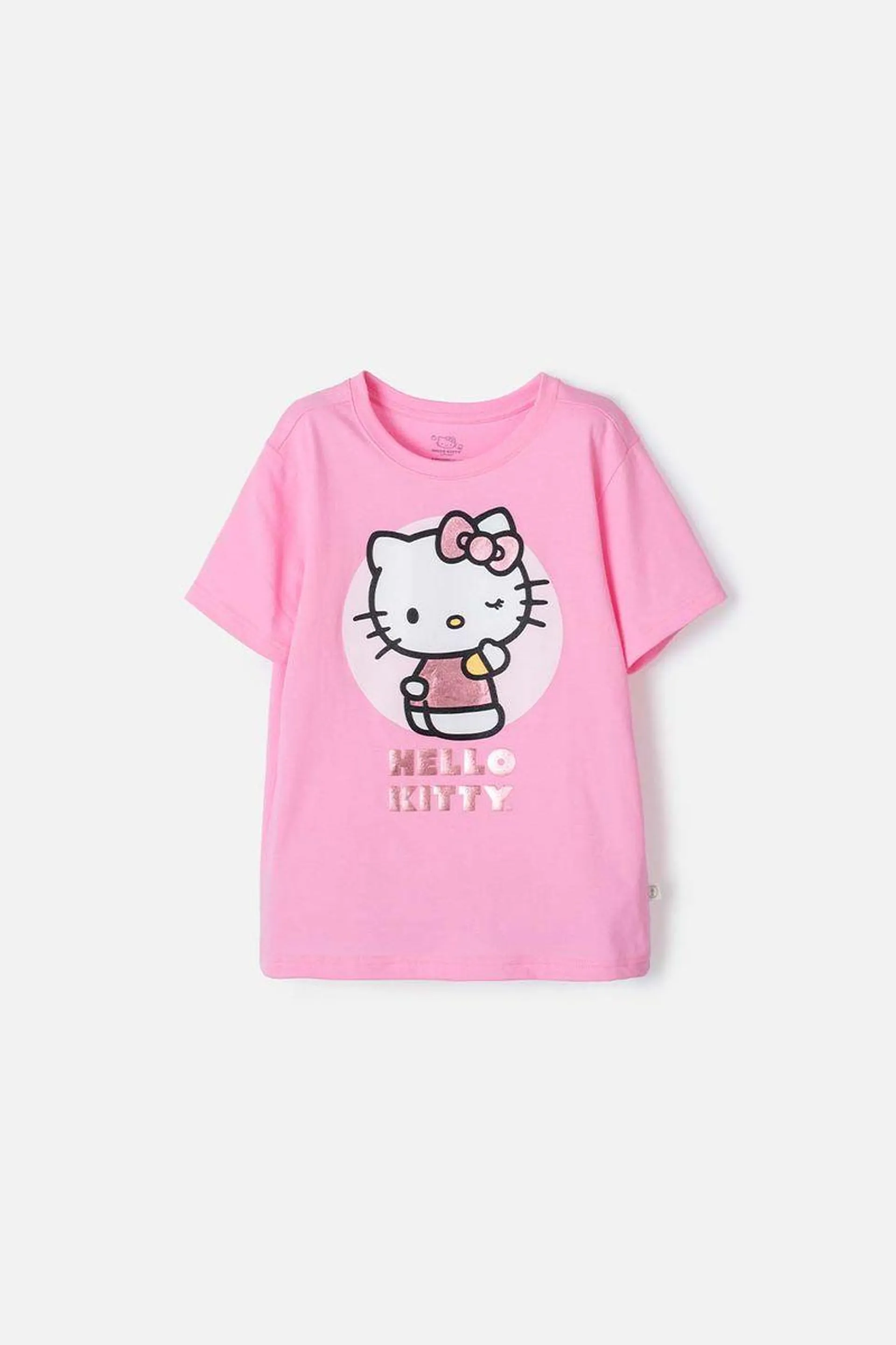 Camiseta iconica Hello Kitty rosado para niña