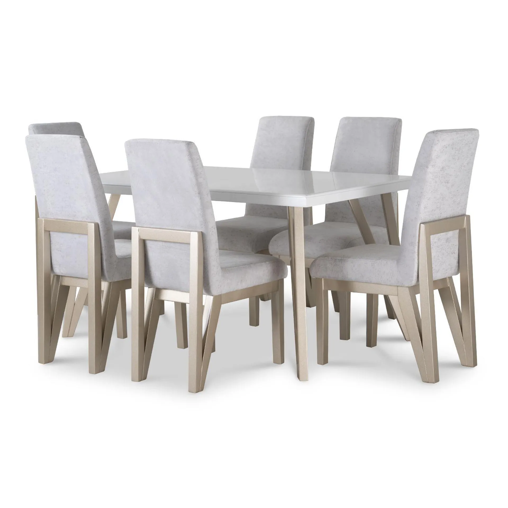 Comedor 6 Puestos Dublin Velvet Idilio Beige, Champaña