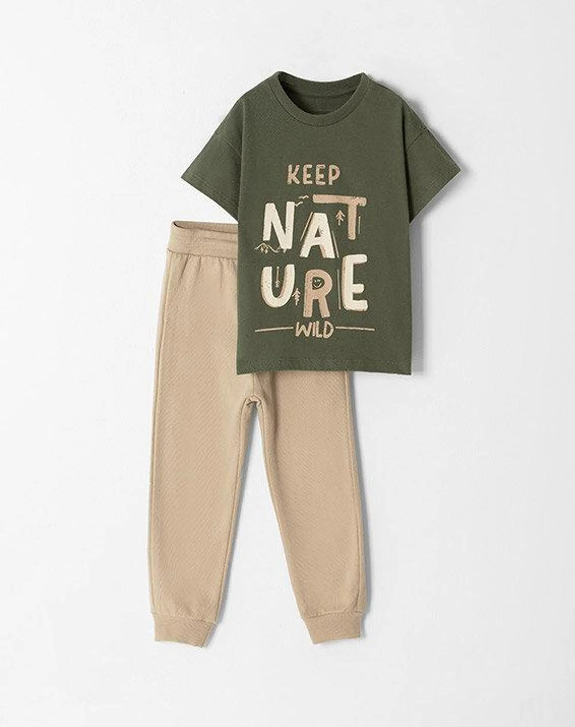 conjunto camiseta + pantalón jakob verde militar 12-18m