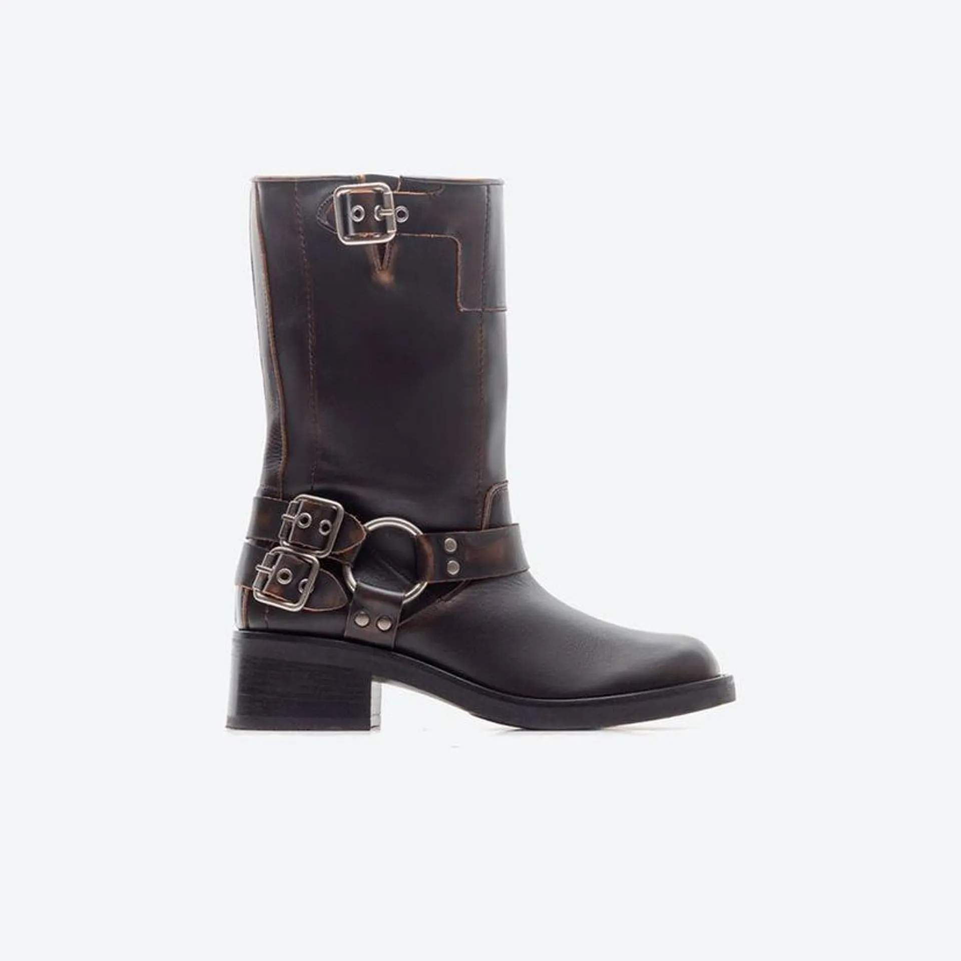 The City Biker Boot Bota Casual Mujer Freeport Bcg4 Café Oscuro