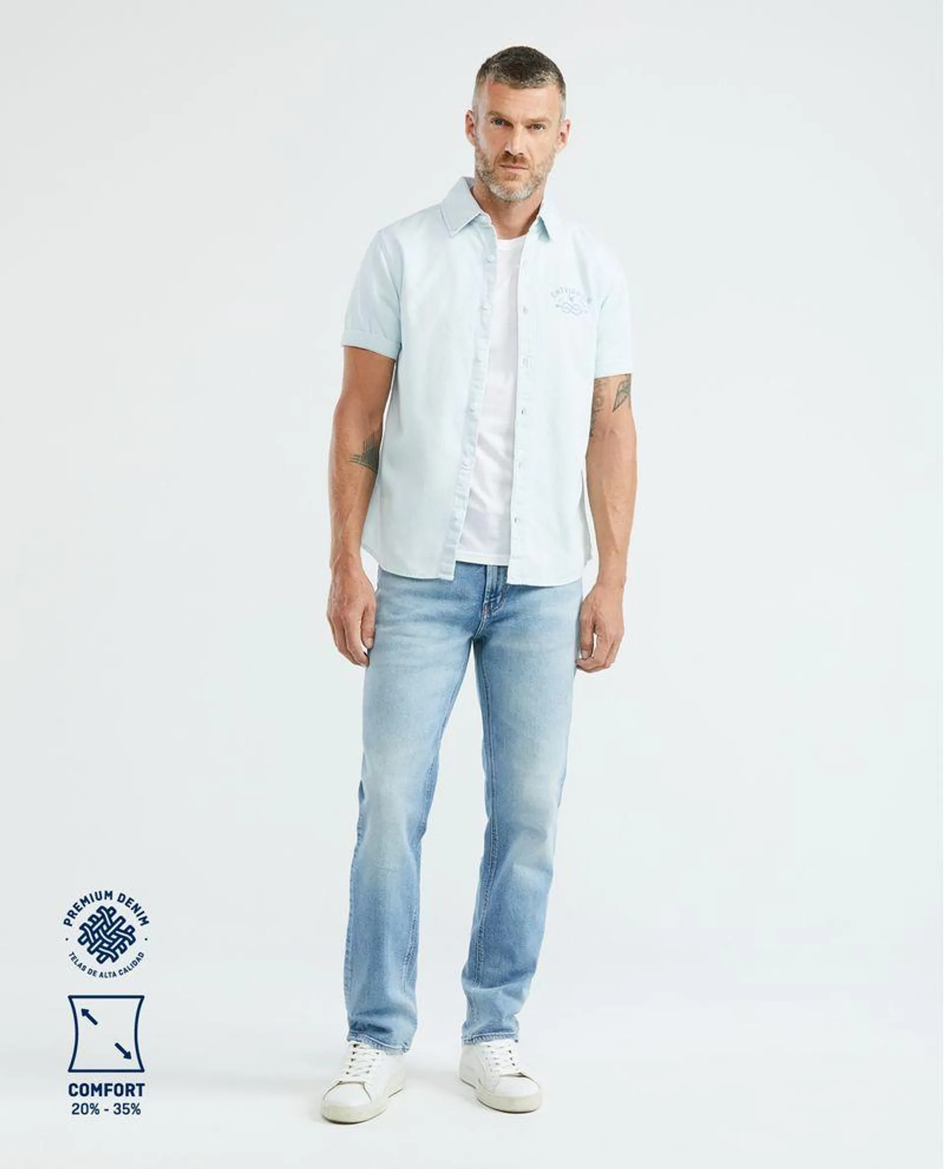 Jean de Hombre Straight Fit, Morrison, Boot Cut- Azul Claro Vintage