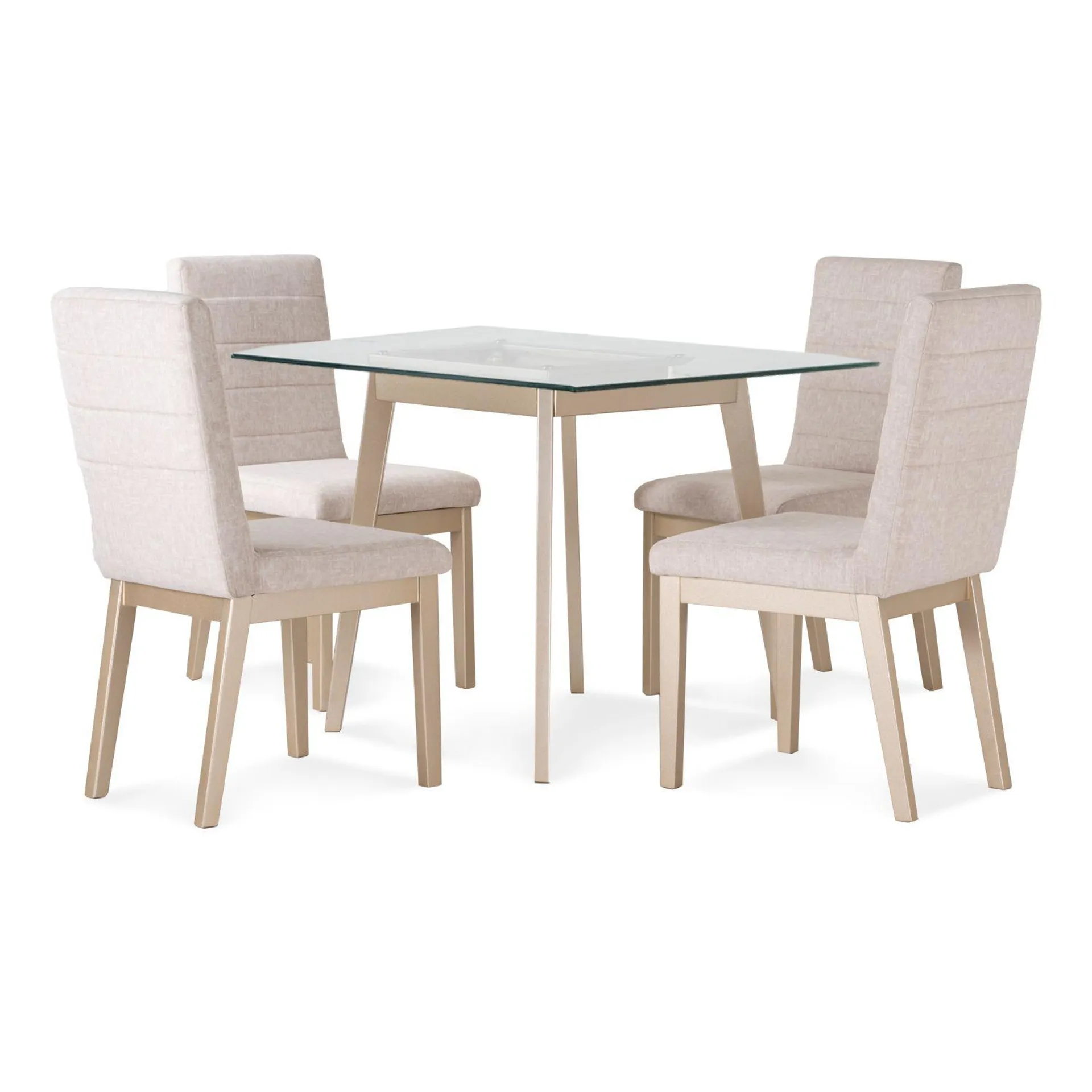 Comedor 4 Puestos Napoles Velvet Idilio Beige, Champaña