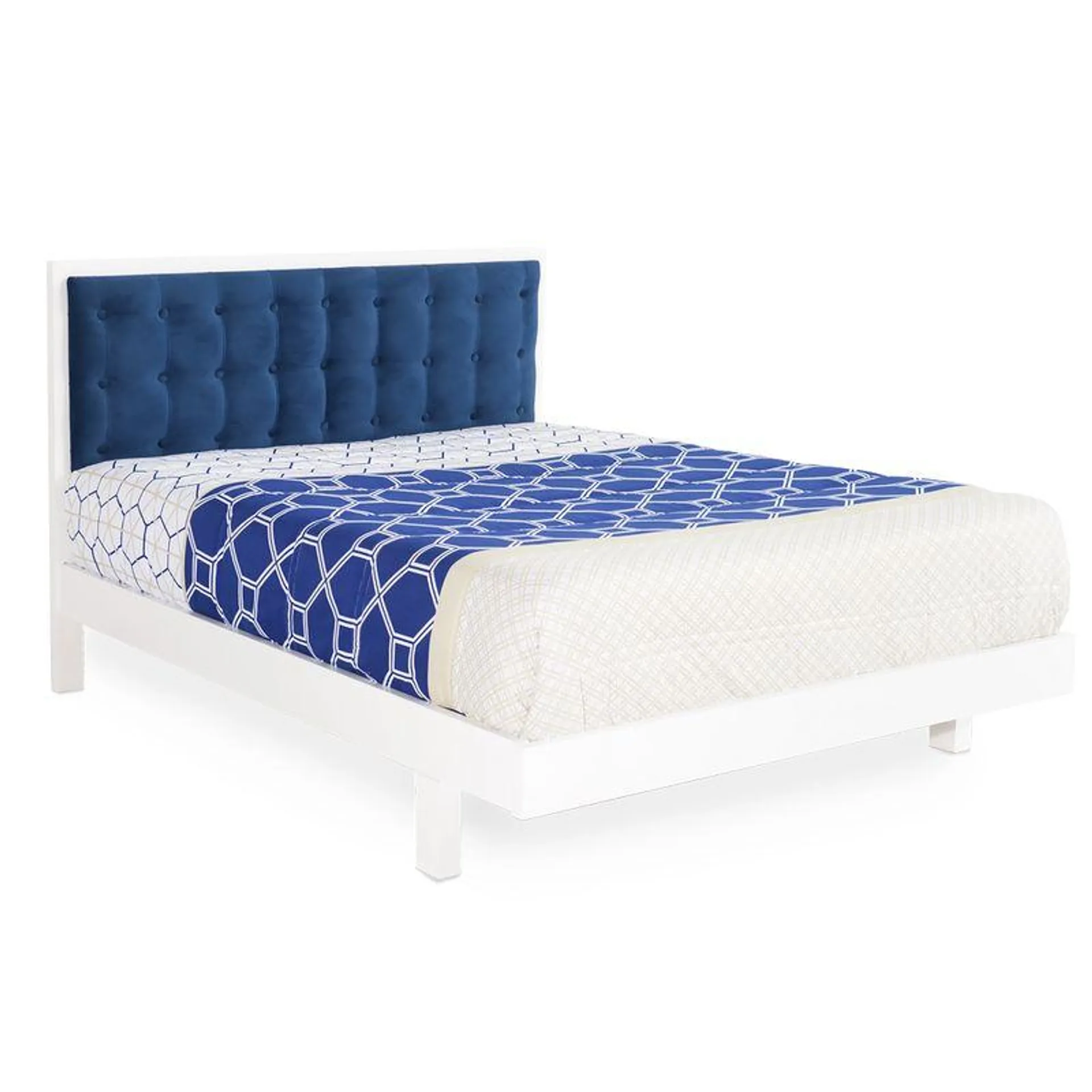 CAMA IBG BOREAL 1,40*1,90 BLANCO/TAP. AZUL