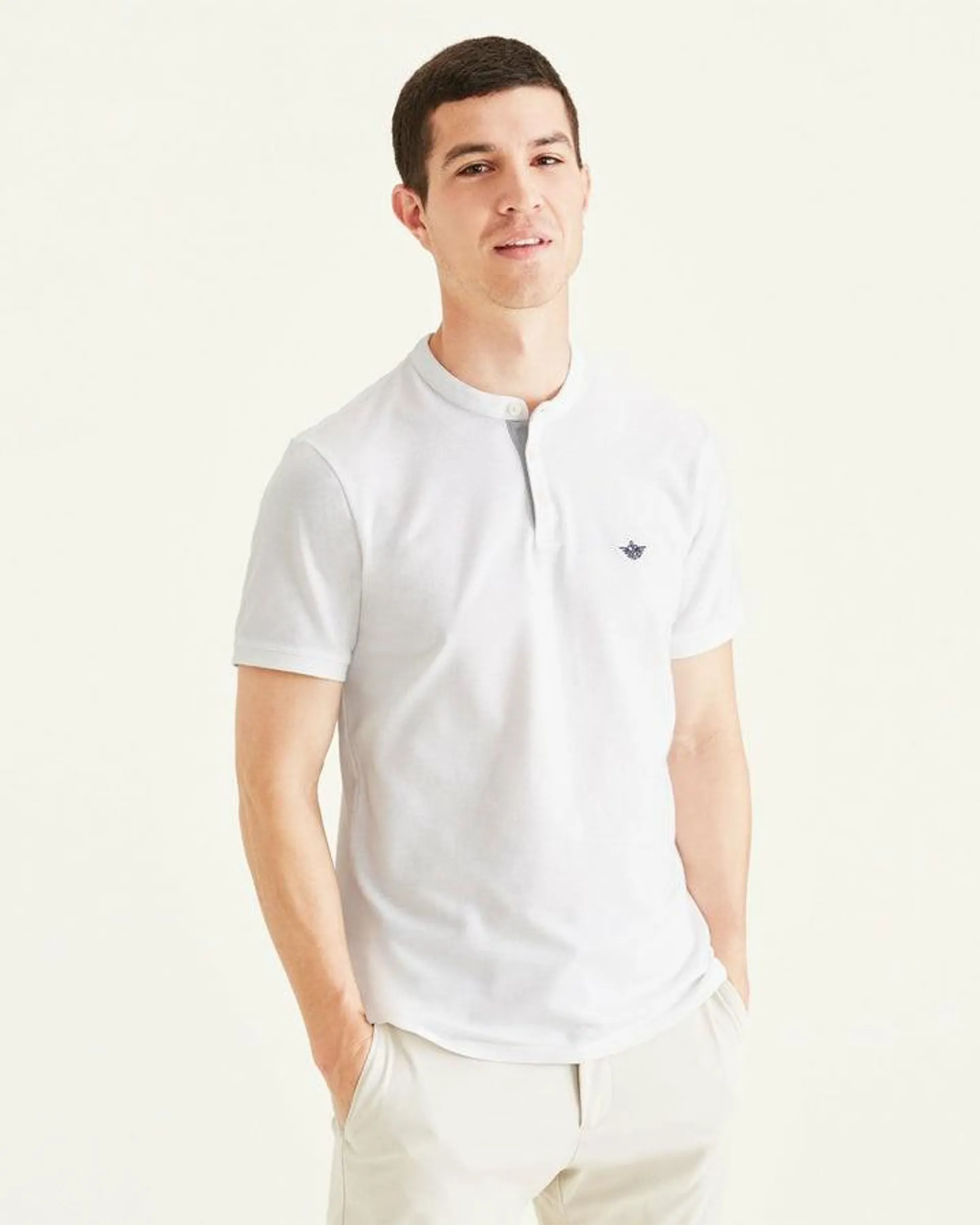 Camisa Polo Dockers Mock Neck Polo Shirts,Slim Fit Hombre Blancas | IAUMC8342