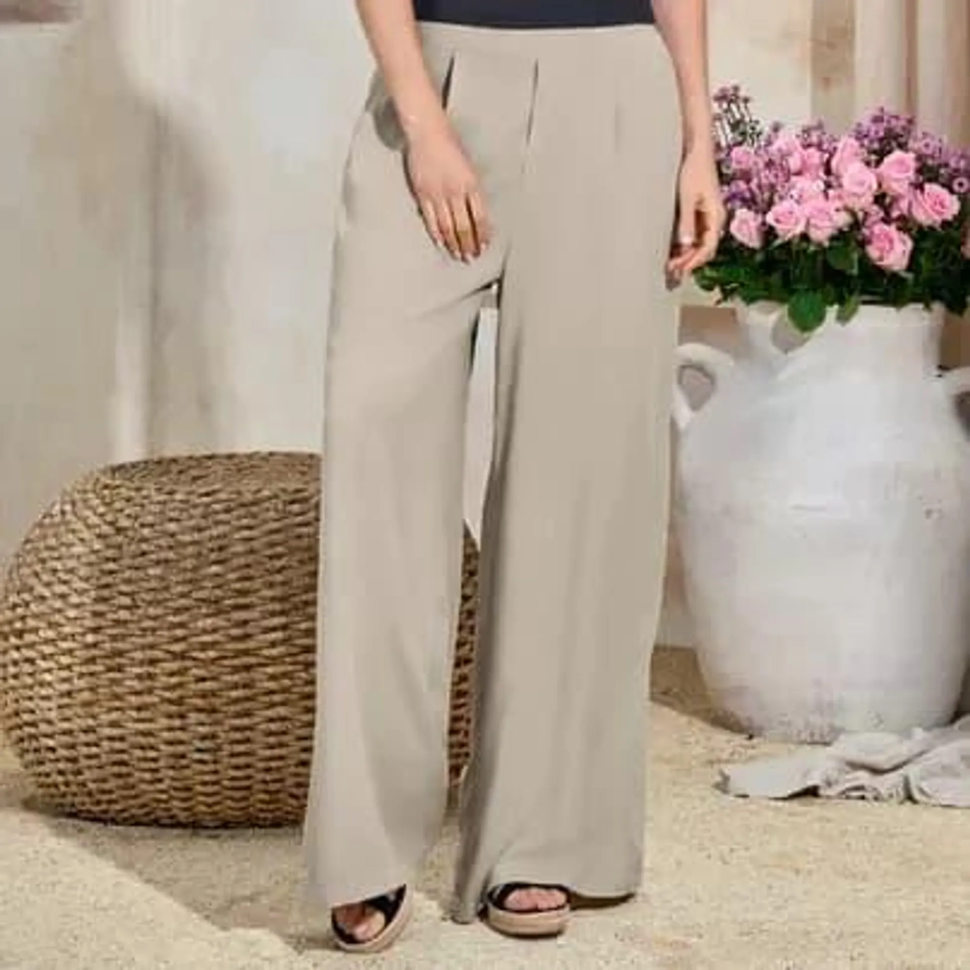 Muba Pantalón con pretina beige S