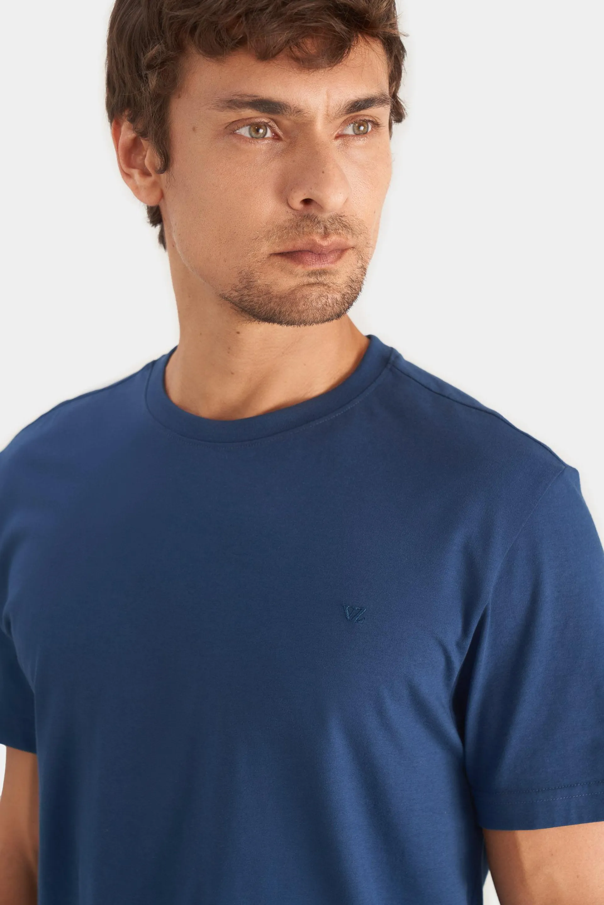 Camiseta perú cuello redondo para hombre basica jersey Azul Oscuro