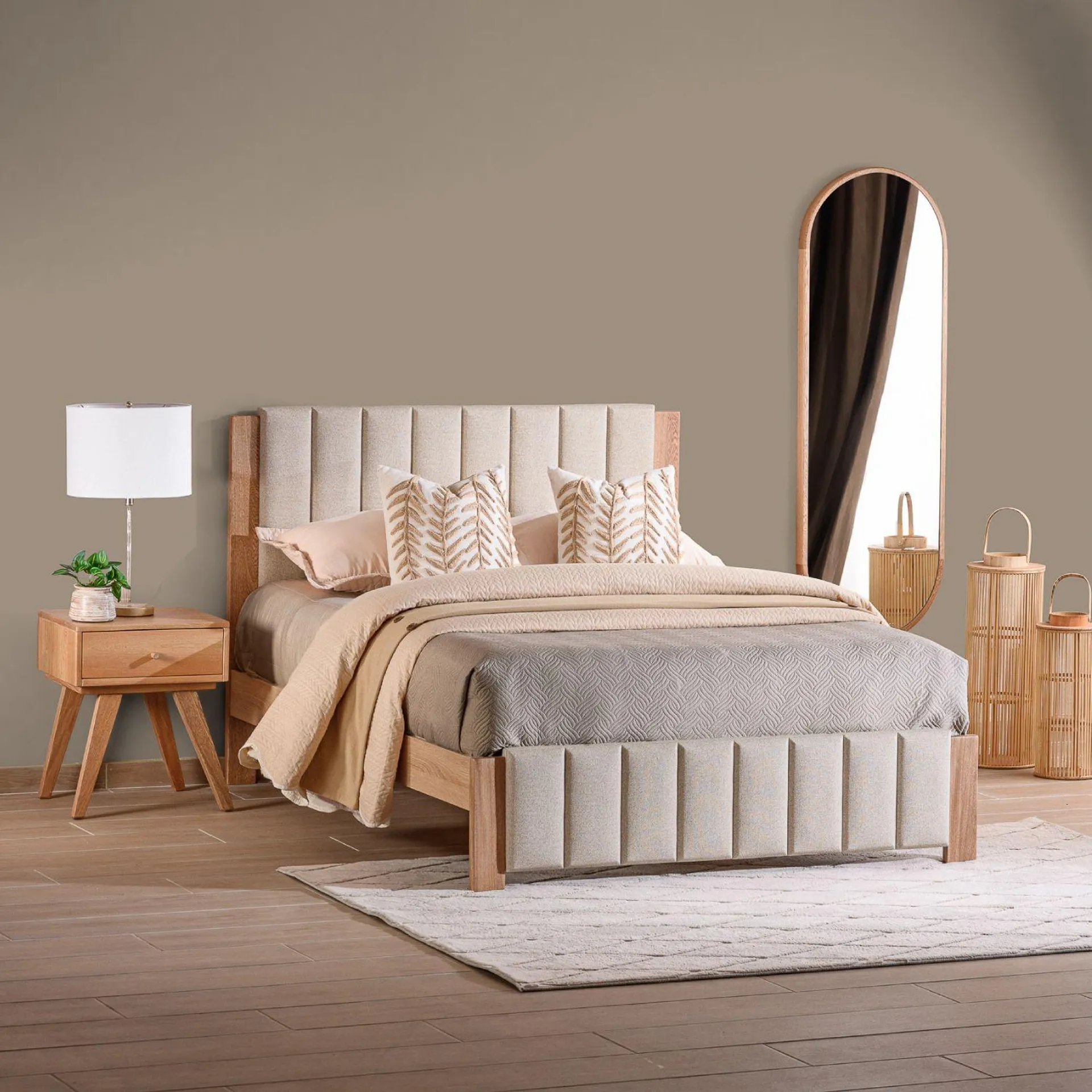 Cama Doble Nepal Eurolino Beige, Natural