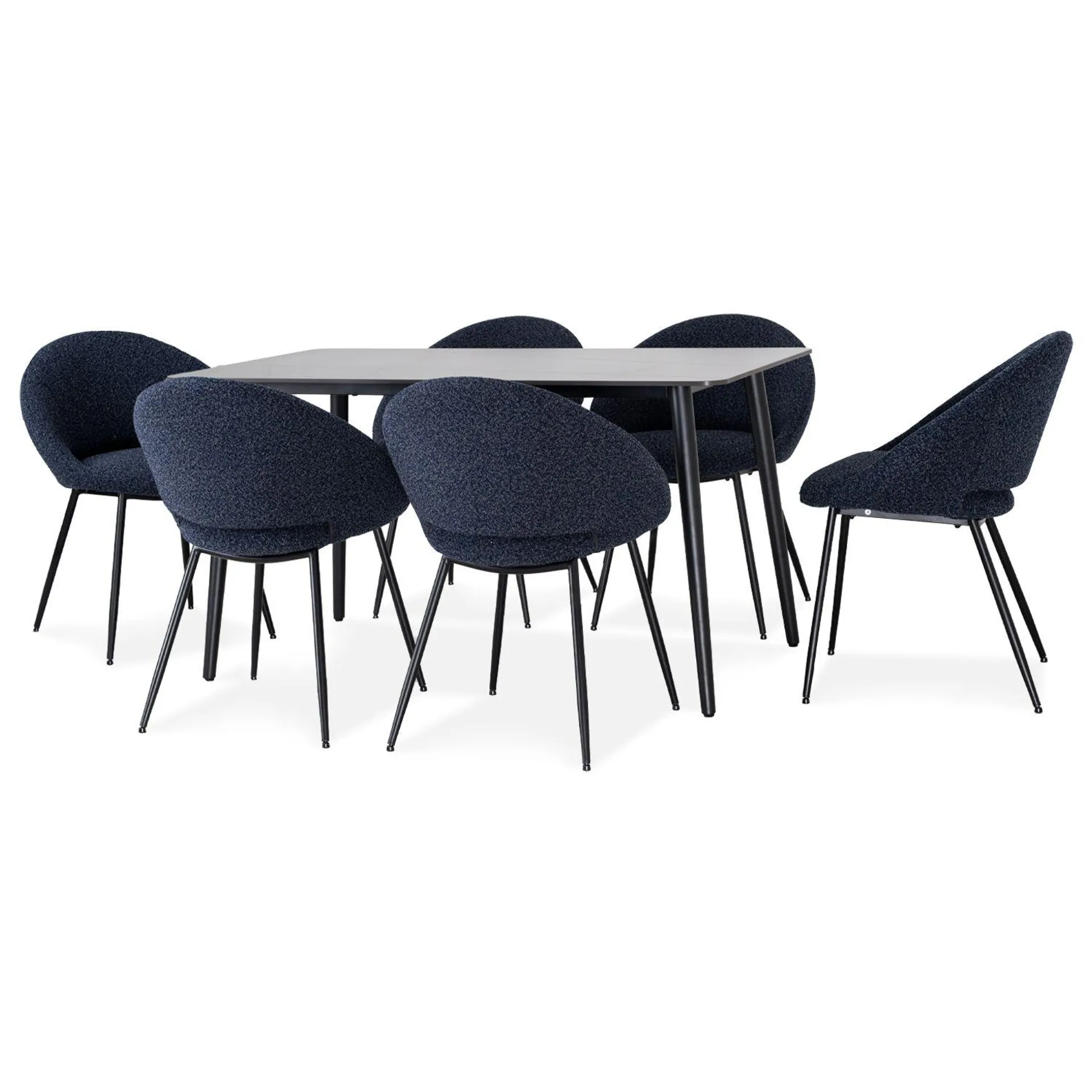 Comedor 6 Puestos Conny Lino Azul, Negro