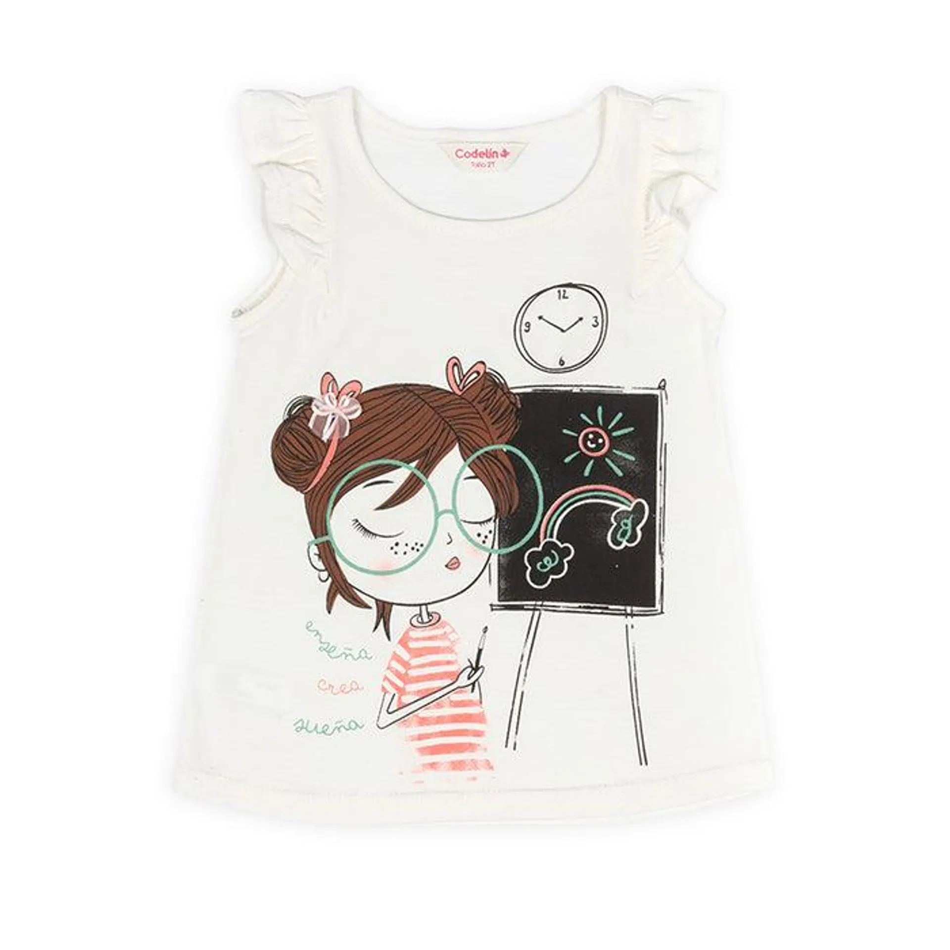 Camiseta Natalia marfil manga corta para bebé niña