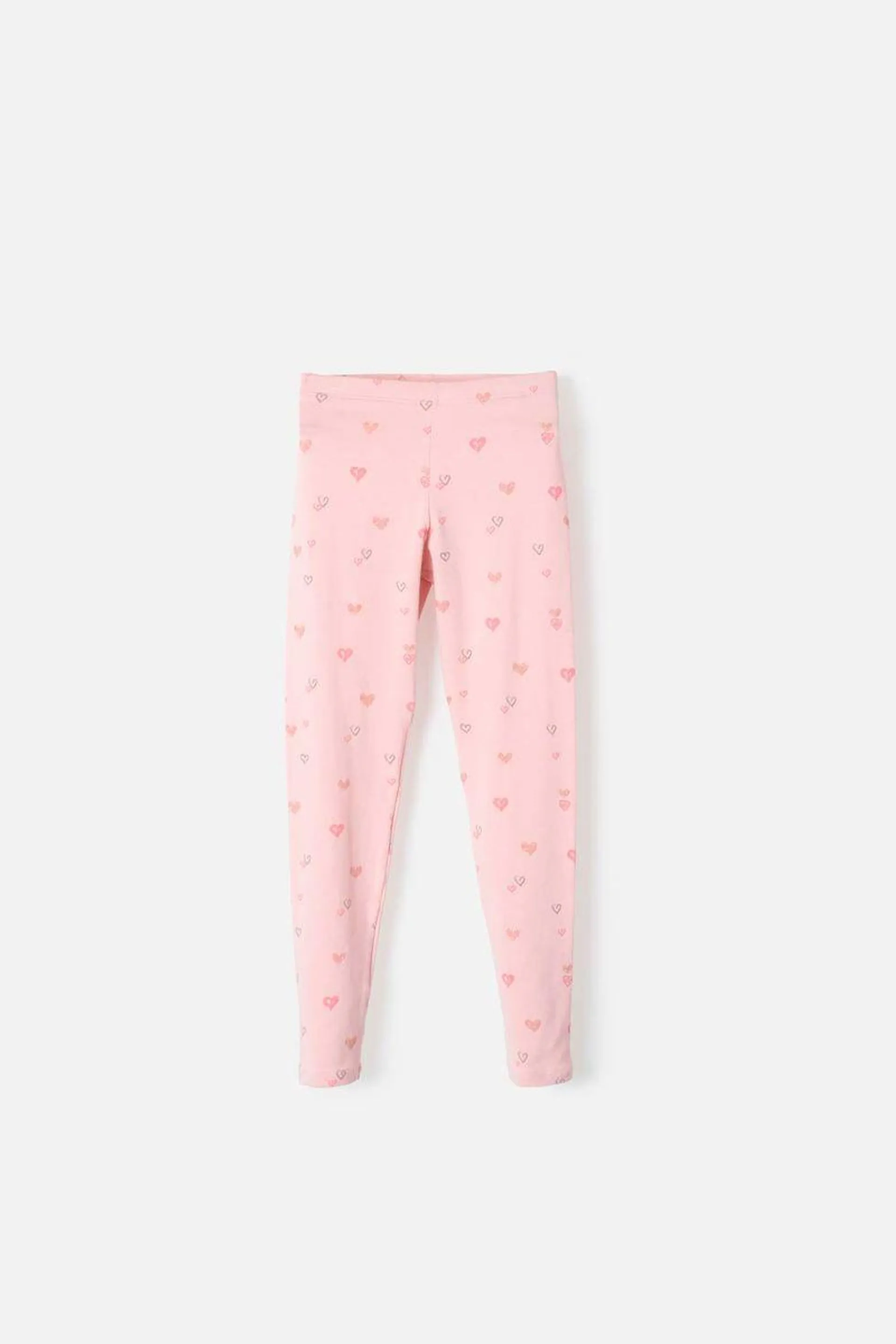 Legging de Mic con corazones rosado para niña