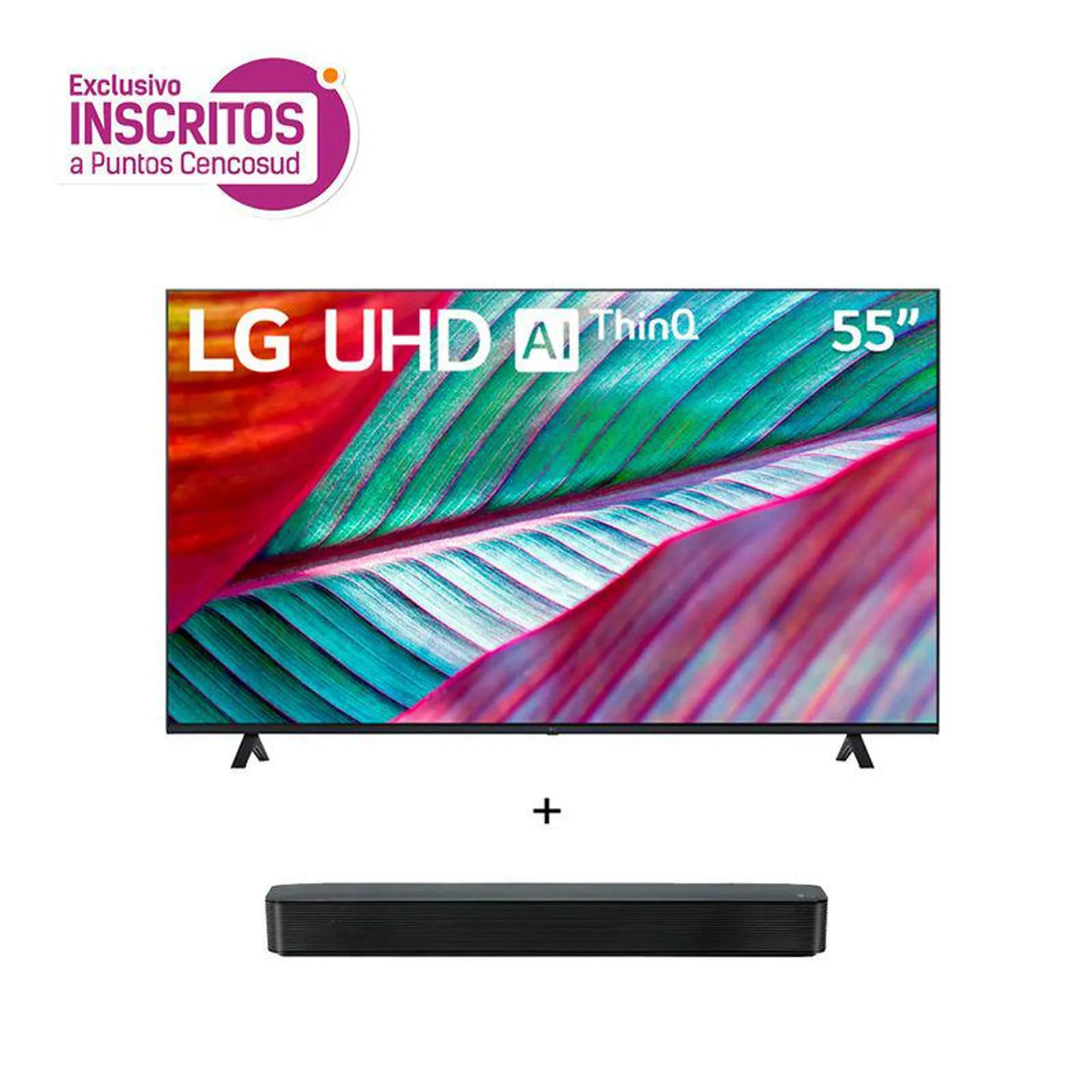 Combo Televisor LG 55" LED UHD 4K Smart Tv WebOS 55UR7800PSB + Barra de sonido LG SK1