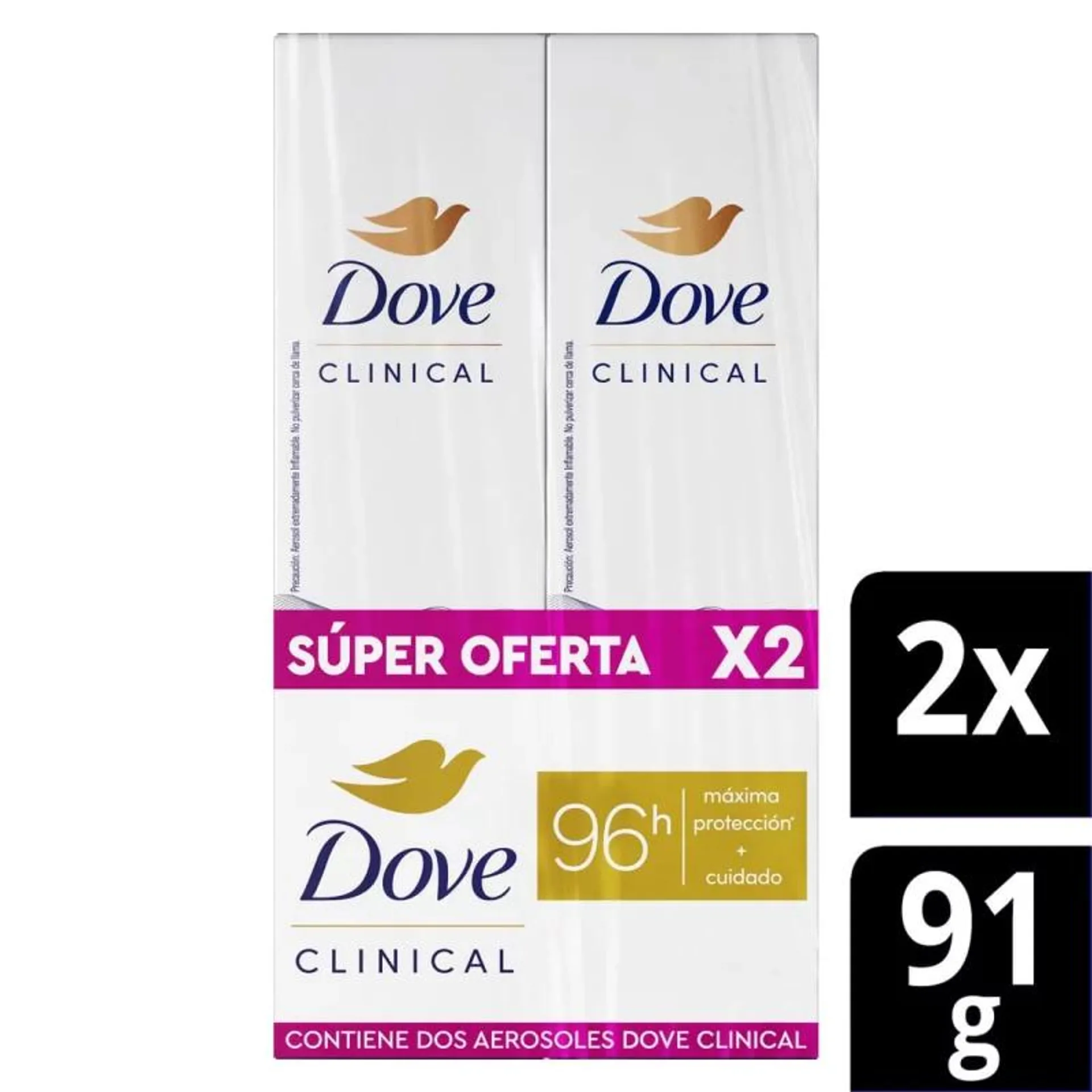 Desodorante Dove Clinical Aerosol Original 2 x 91 g