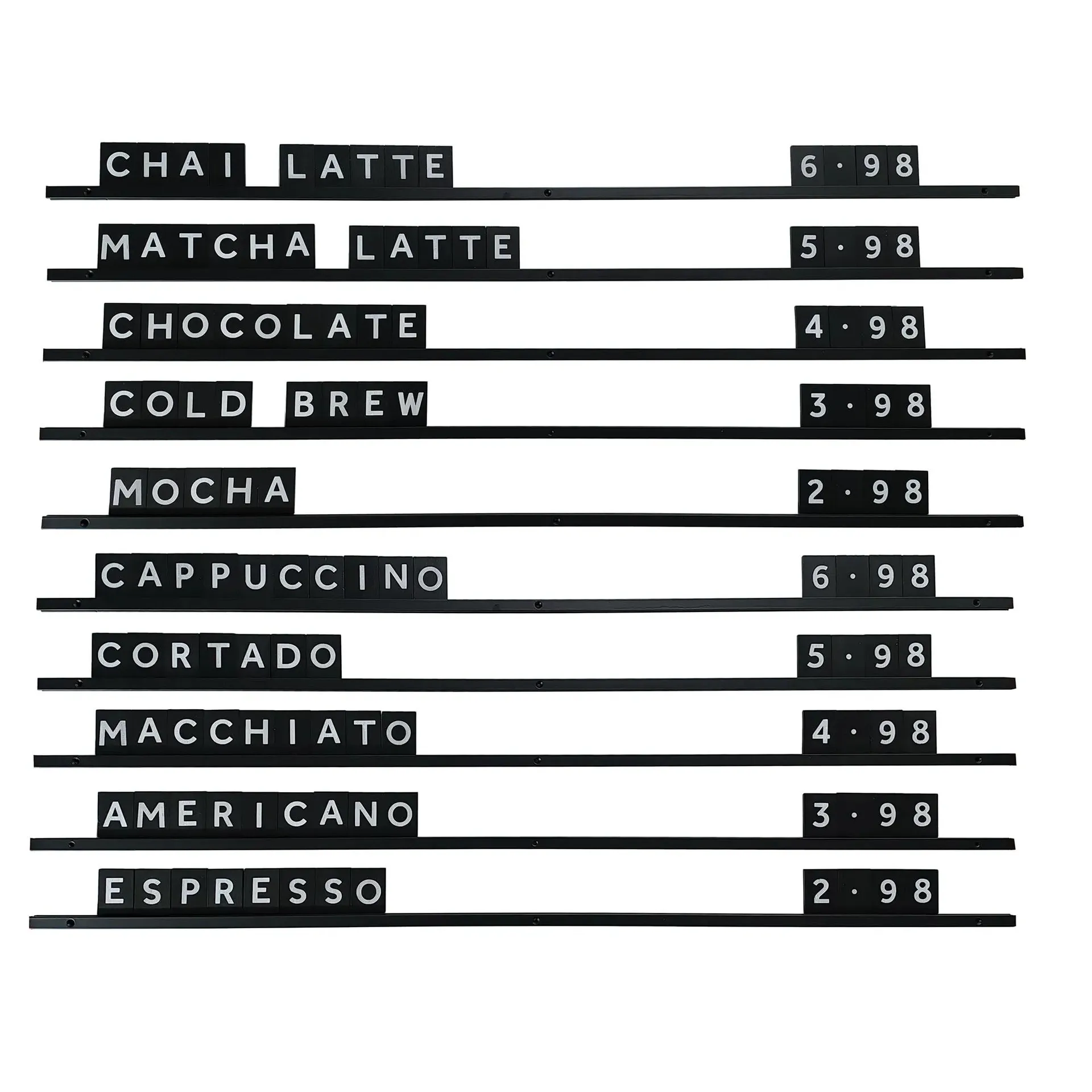 For Coffee Bar, Cafe Menu Wall Mounted Changeable Wooden Letter Board Letter Menu Display & Rail Kit (Kraft Boxes)