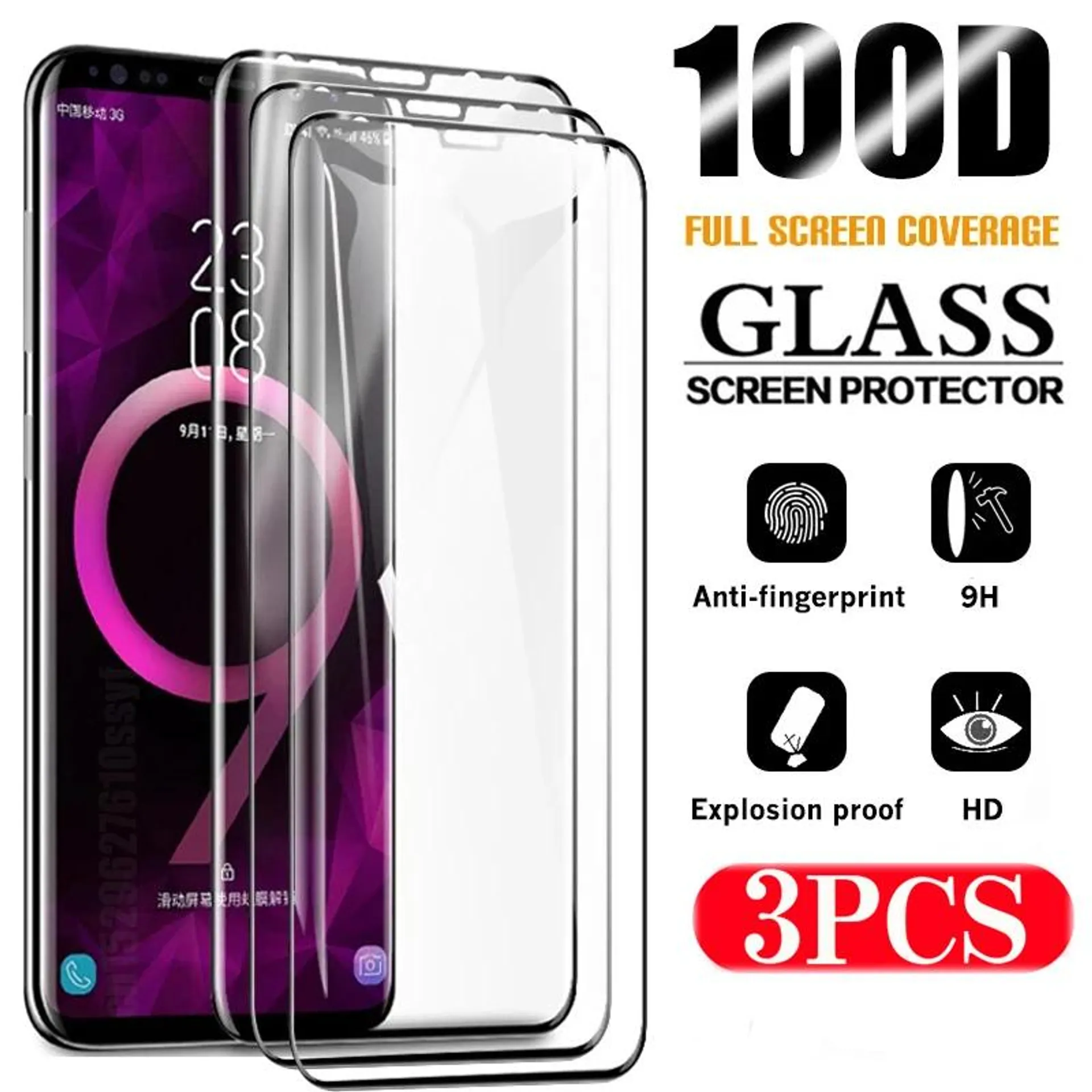 3Pcs Protective Film For Samsung S10/S10E/S10+/S10 5G/S20/S20+/S21/S21+/S22/S22+/S23+/S23 Ultra Tempered Glass Screen Protector