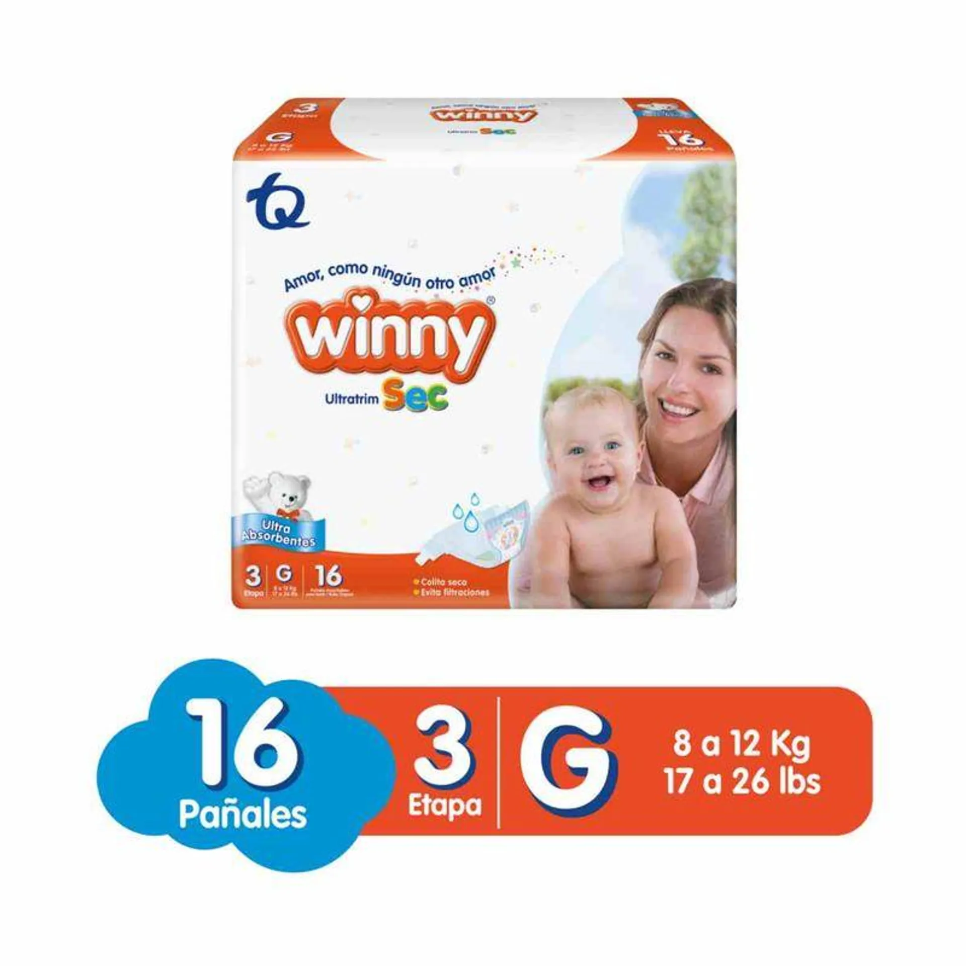 Panal Winny Ultratrim Sec Talla 3 Pqte X 16 Und