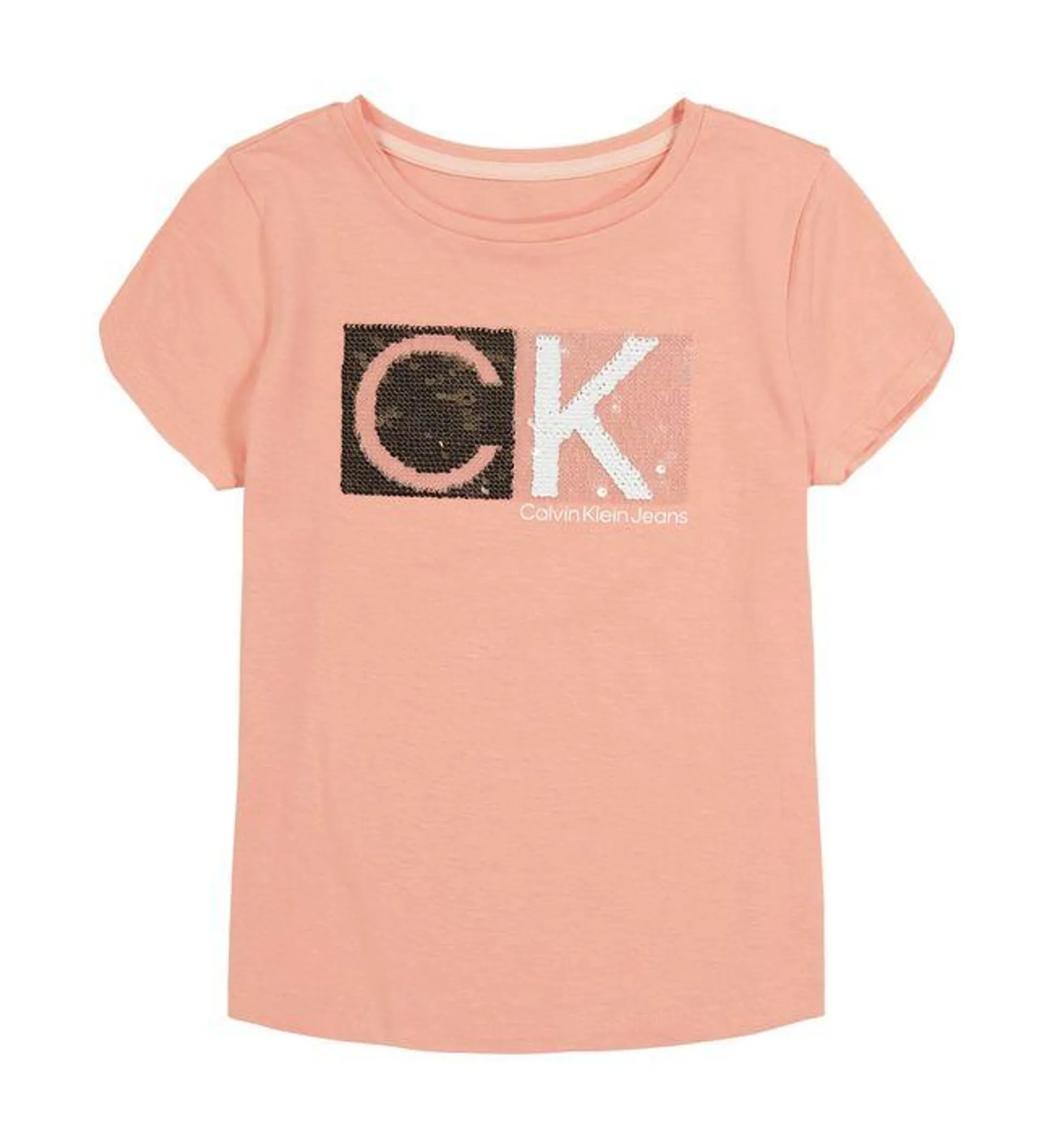 Camiseta Niña Manga Corta Rosado Calvin Klein