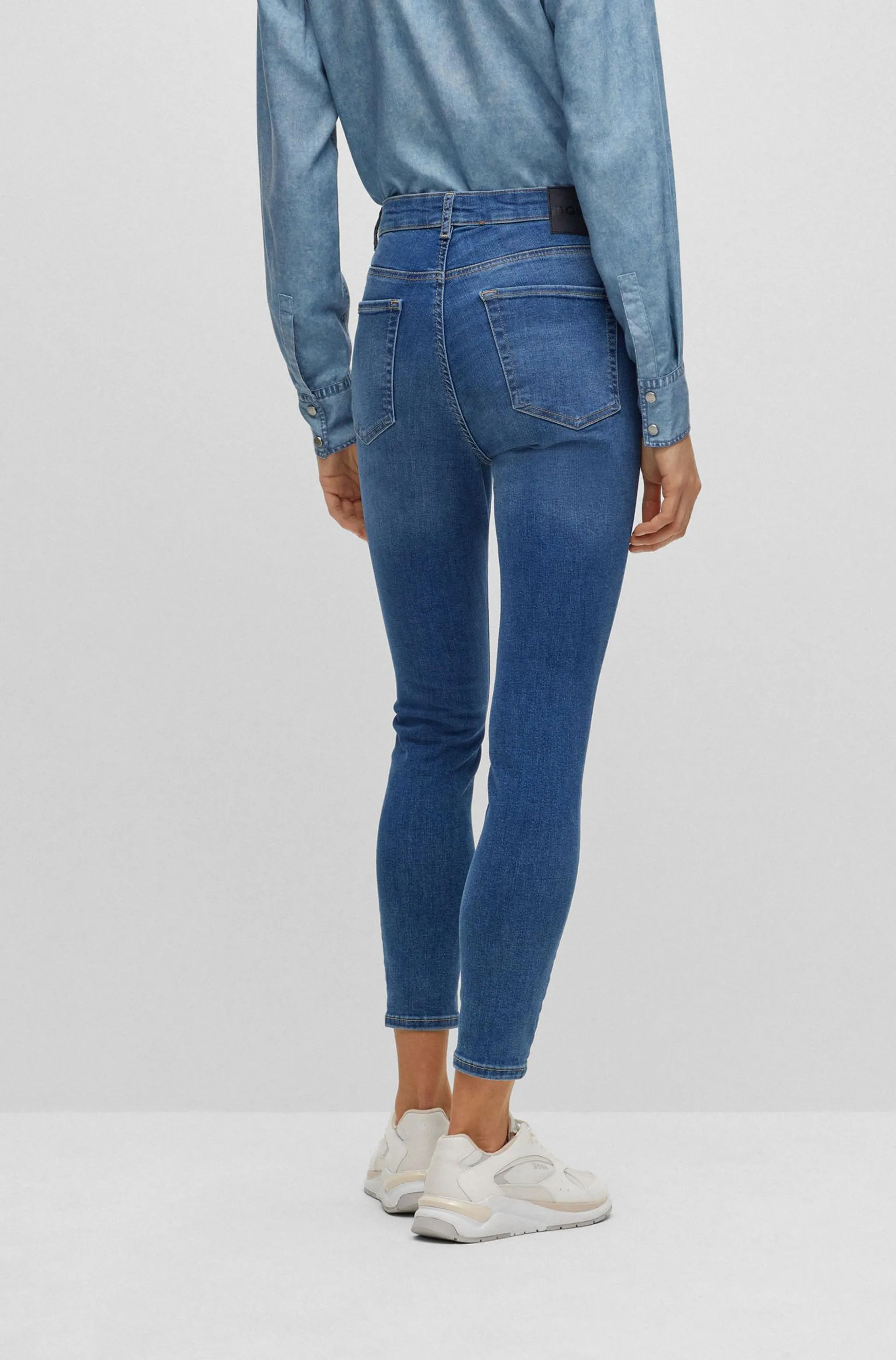 Jeans Skinny Fit De Talle Alto En Denim Elástico Azul Mujer