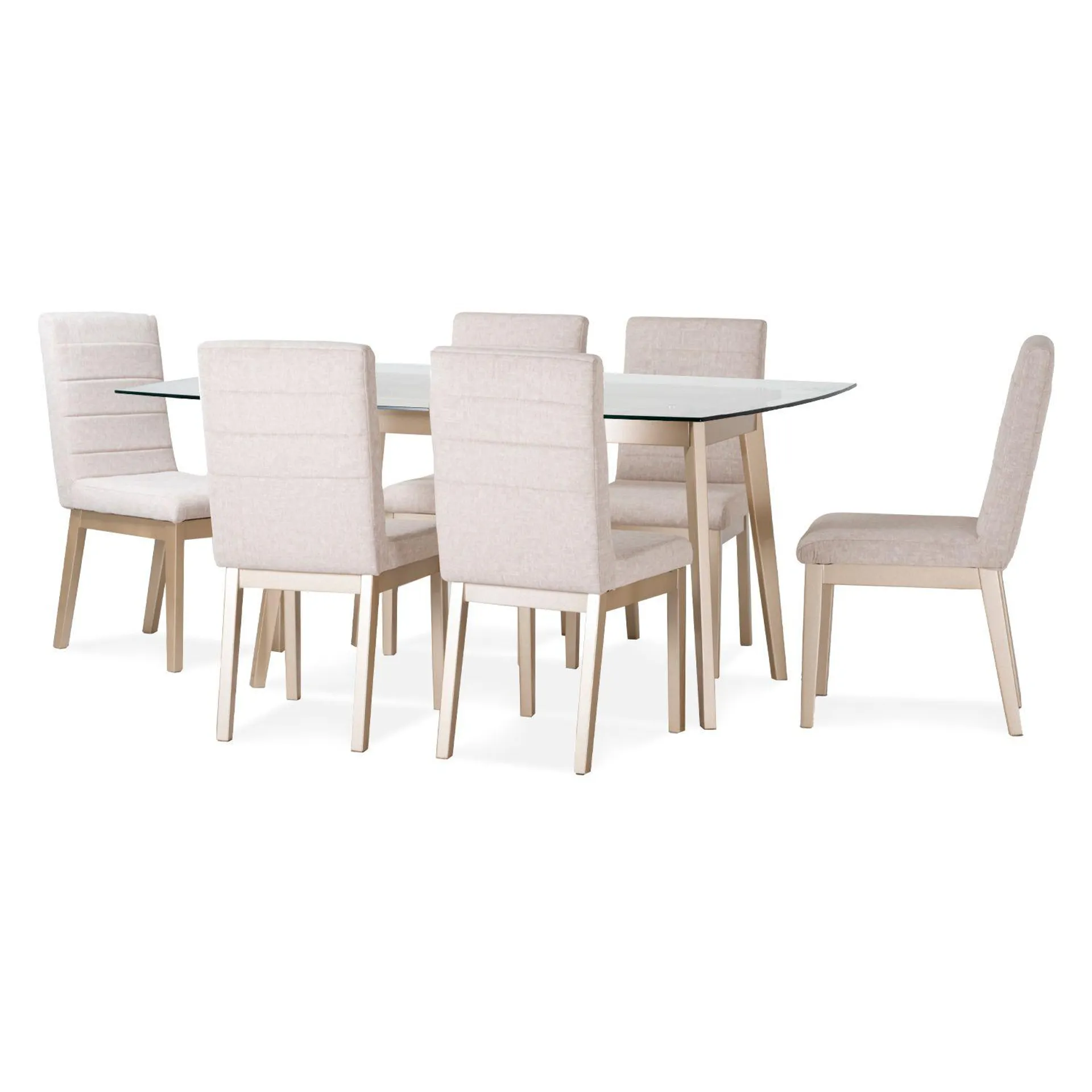 Comedor 6 Puestos Napoles Velvet Idilio Beige, Champaña