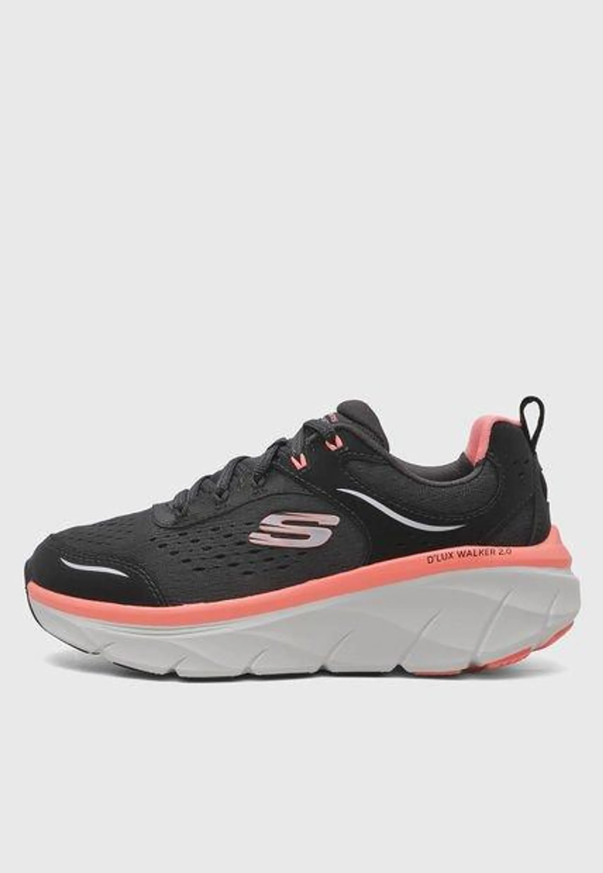 Tenis Negro-Salmón-Blanco SKECHERS D'Lux Walker 2,0