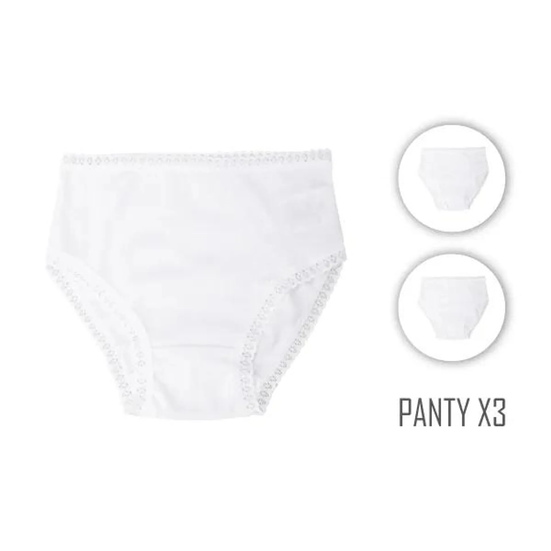 Combo X3 Panty Clásico Niña Con Encaje