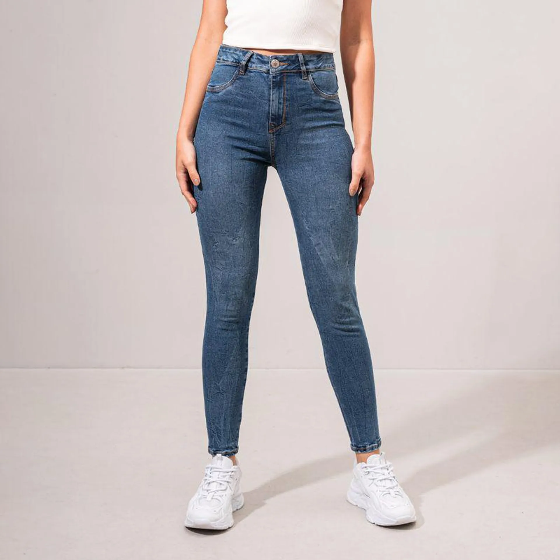 Jean Skinny Talle Alto Pega