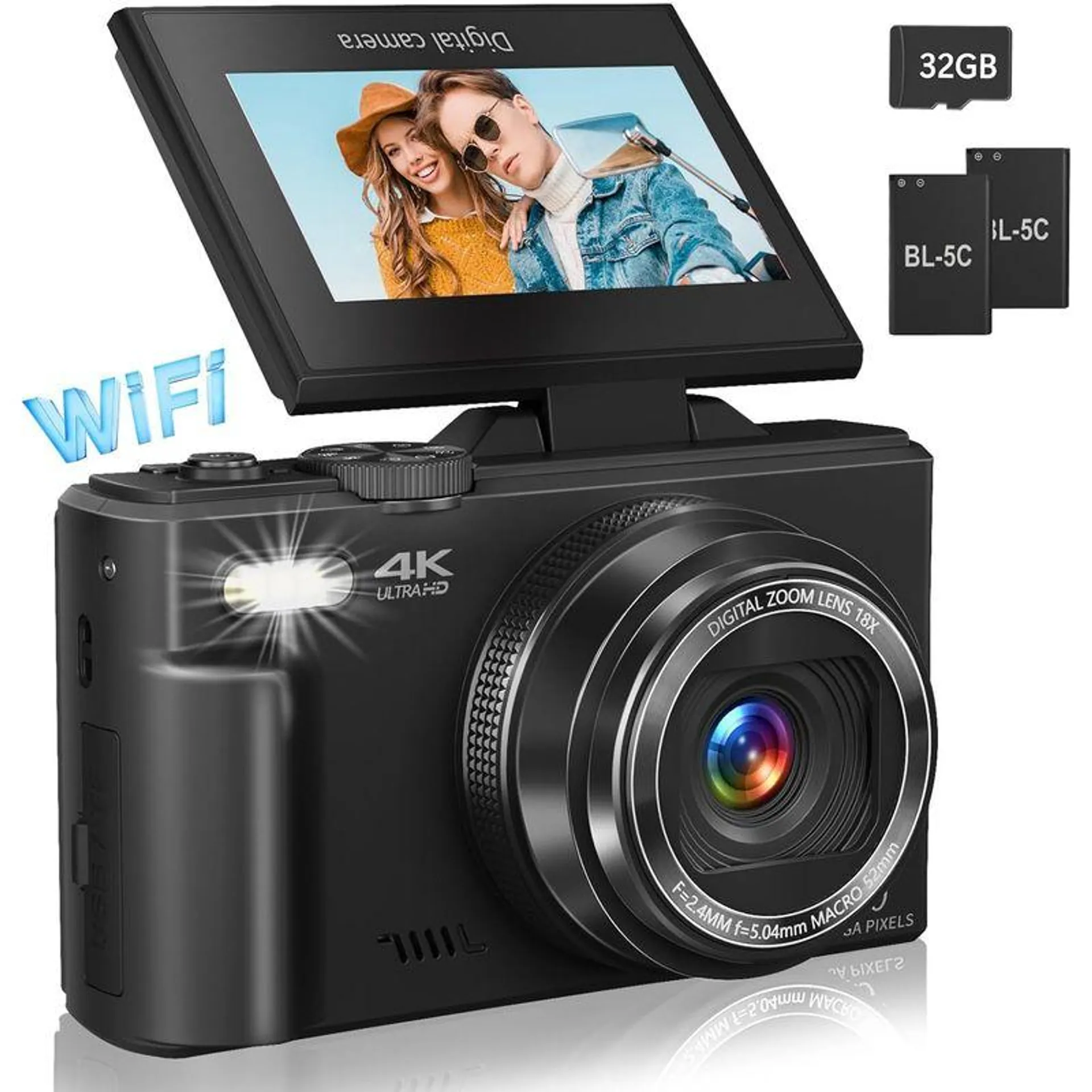Cámara digital para fotografía,de vlogging 4K Para YouTube 3 pulgadas