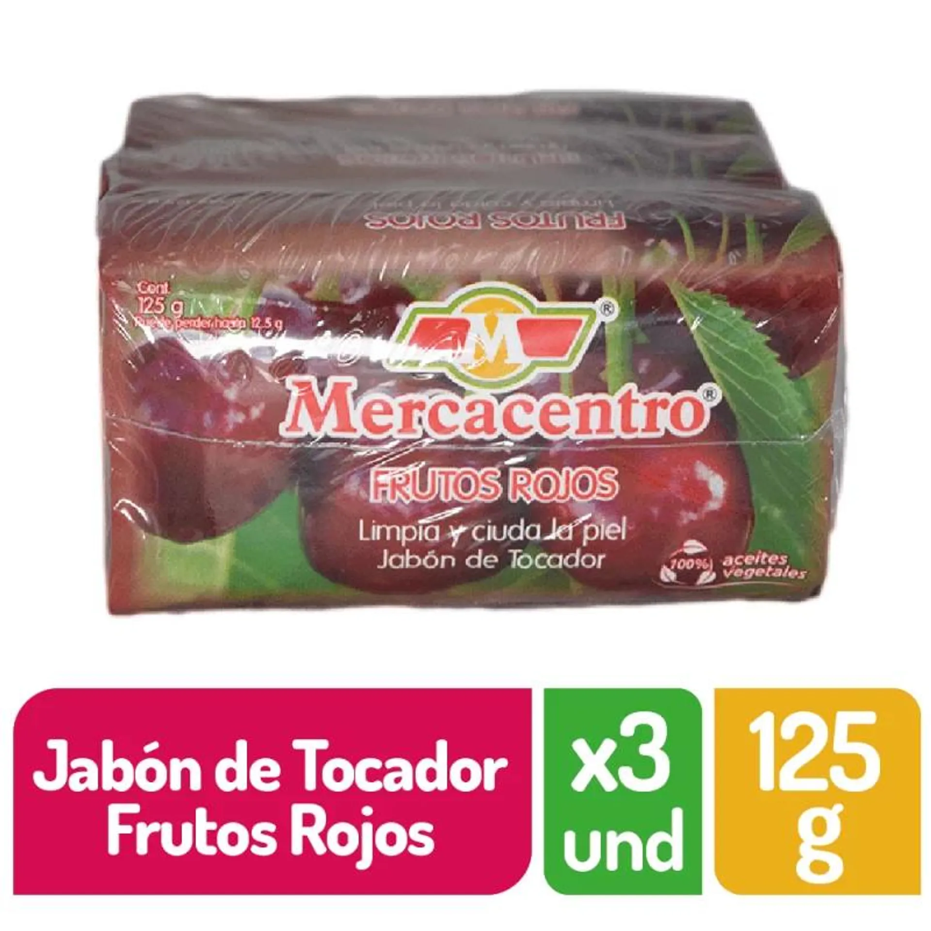 Jabón Mercacentro 3X125 g Frutos Rojos