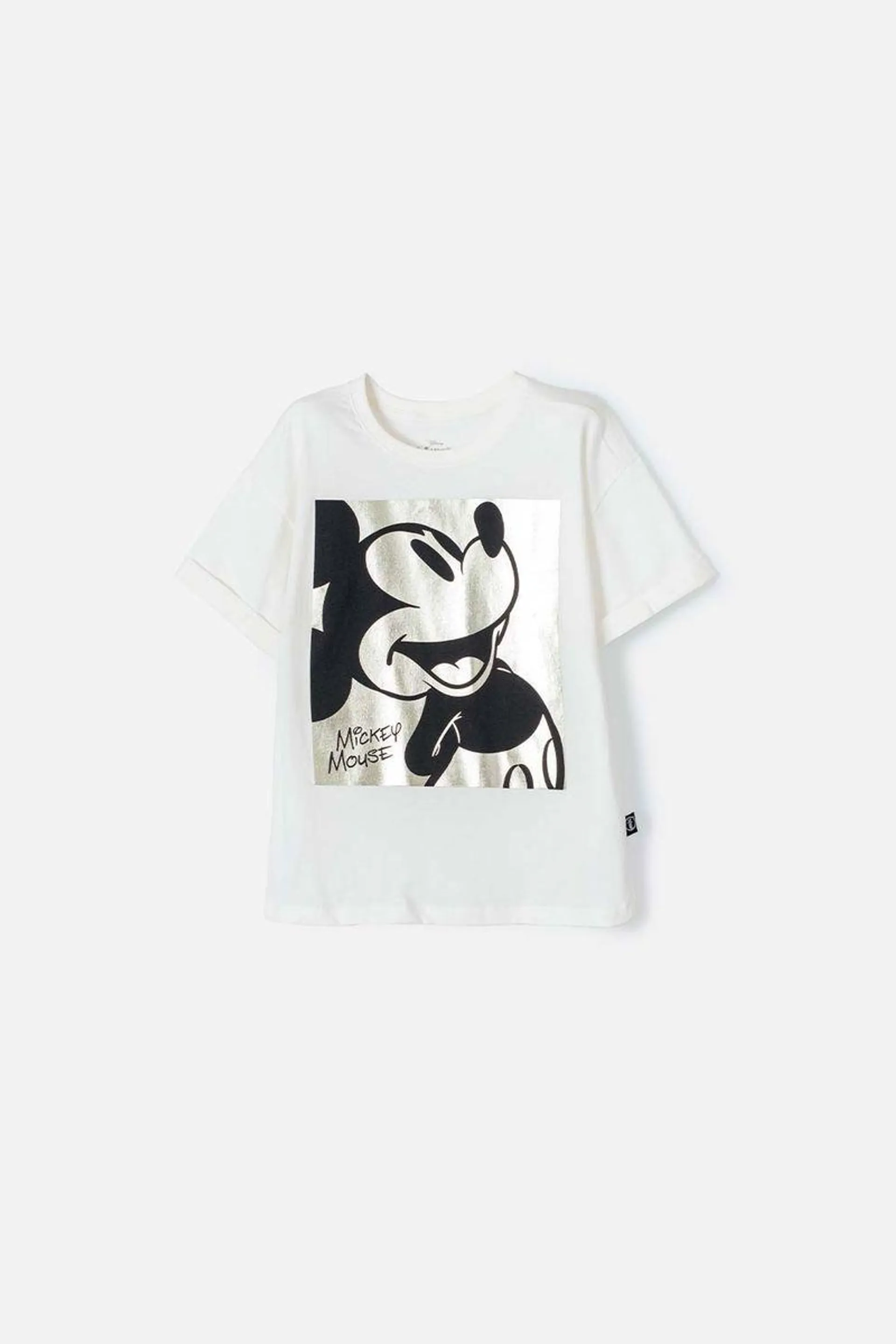 Camiseta de Mickey Mouse manga corta marfil para niña