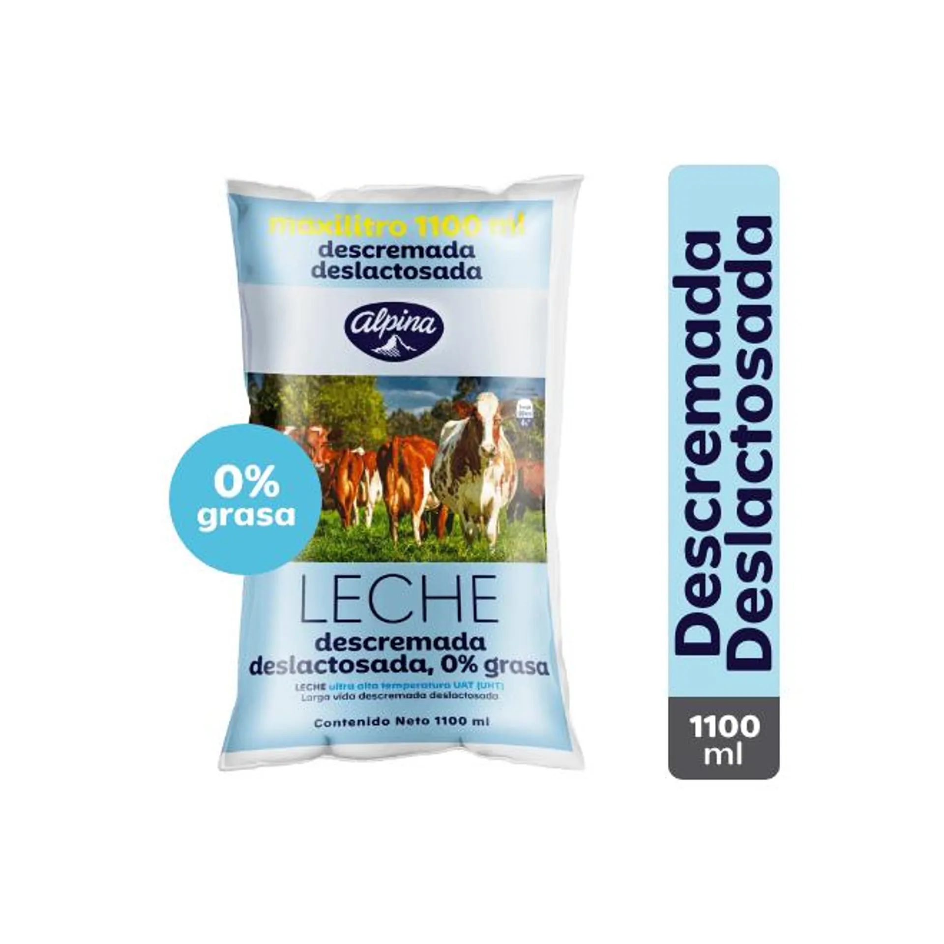 Leche Descremada Deslactosada Alpina Bolsa 1100 ml